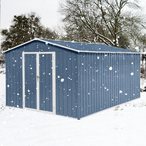 Metal garden sheds 12ft×10ft outdoor storage sheds Dark-grey、、eastwooduniform