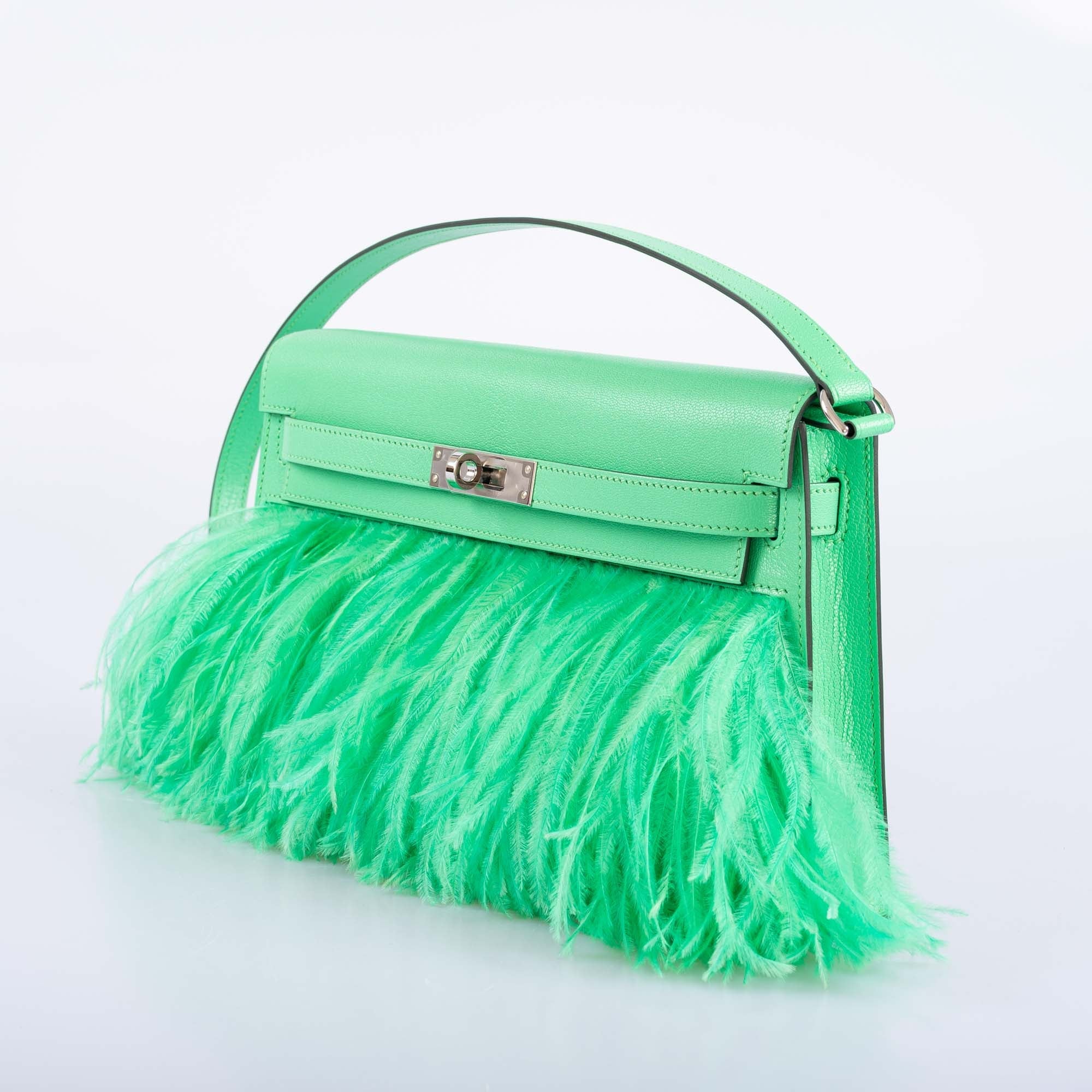 Hermès Kelly Elan Foile Vert Comics Chevre and Ostrich Feather Palladium Hardware、mySite、garminoutage.com