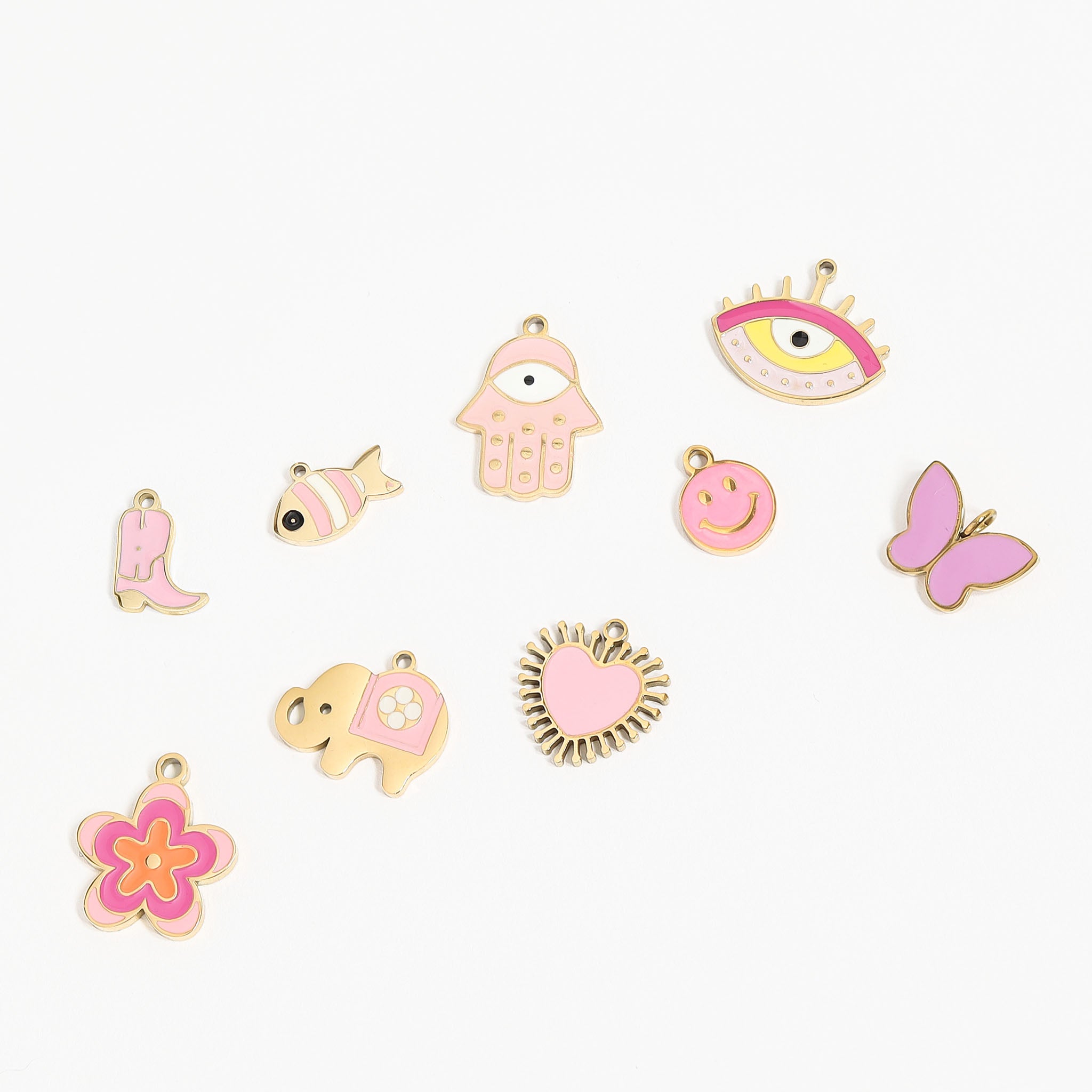 18K Gold PVD Stainless Steel Epoxy Pink Butterfly Charm / PDL0071、mySite、dreamappss