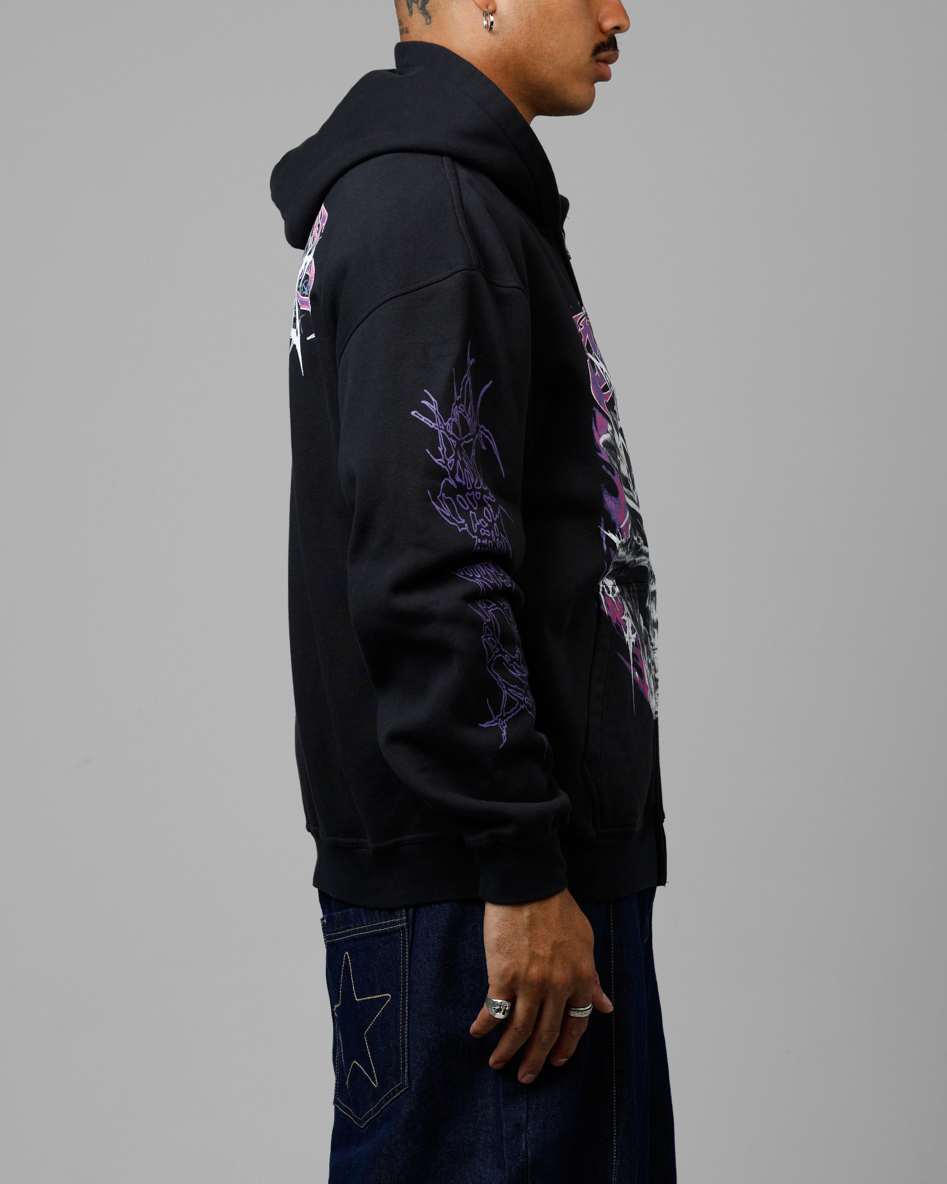 Loiter Tribal Skull Zip Up Hoodie Black、mySite、zt4zffjzw