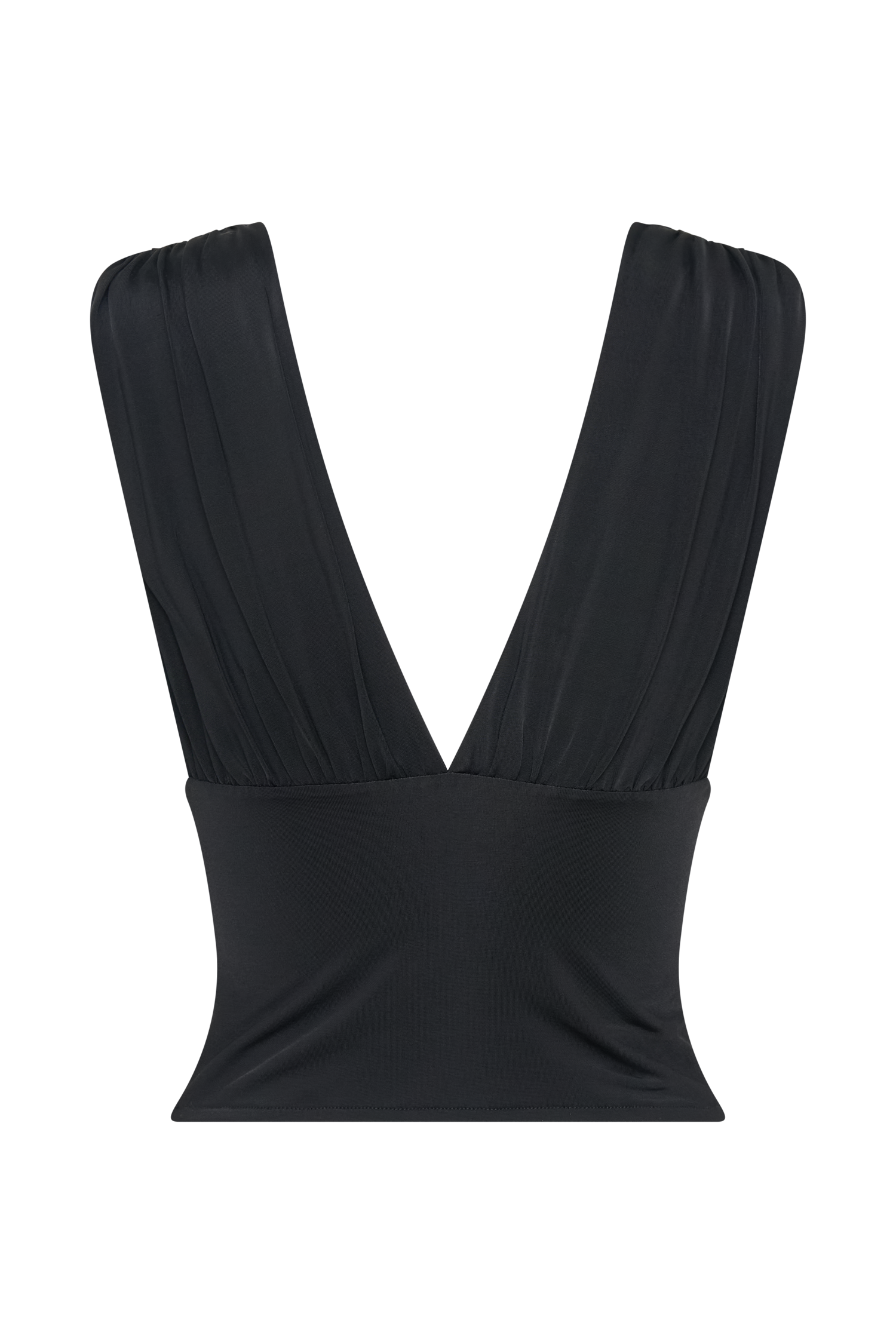 Kerrigan Slinky Ruched Sleeveless Top - Black、mySite、solidvoid