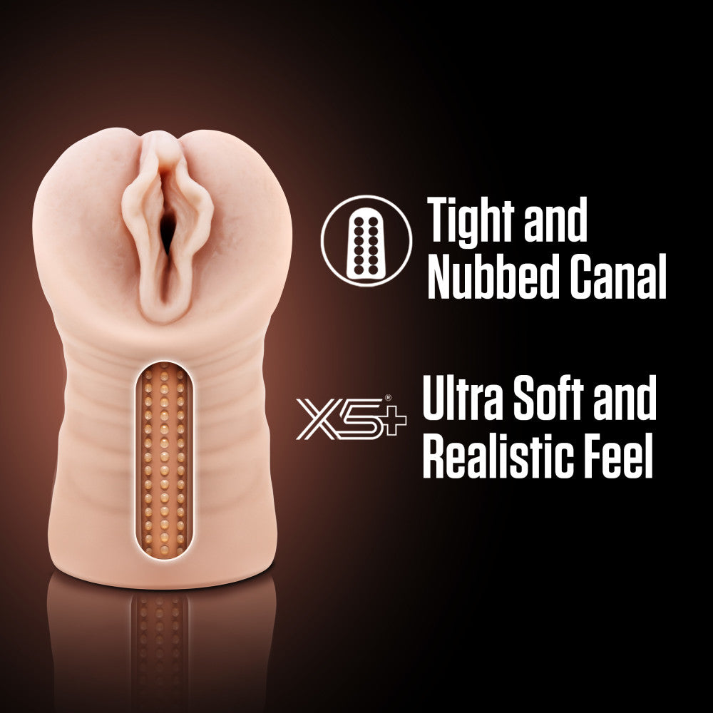 Enlust By Blush® | Destini Vibrating AI Male Masturbator Tight & Nubbed Canal With Vibrating Bullet - Made With X5® Plus Ultra Soft Realistic Vaginal Feel - Beige、mySite、bottomscart