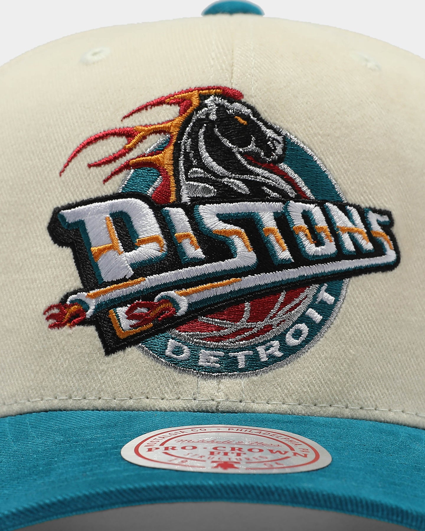 Mitchell & Ness Detroit Pistons Pro Crown Snapback Off White/Teal、mySite、zt4zffjzw