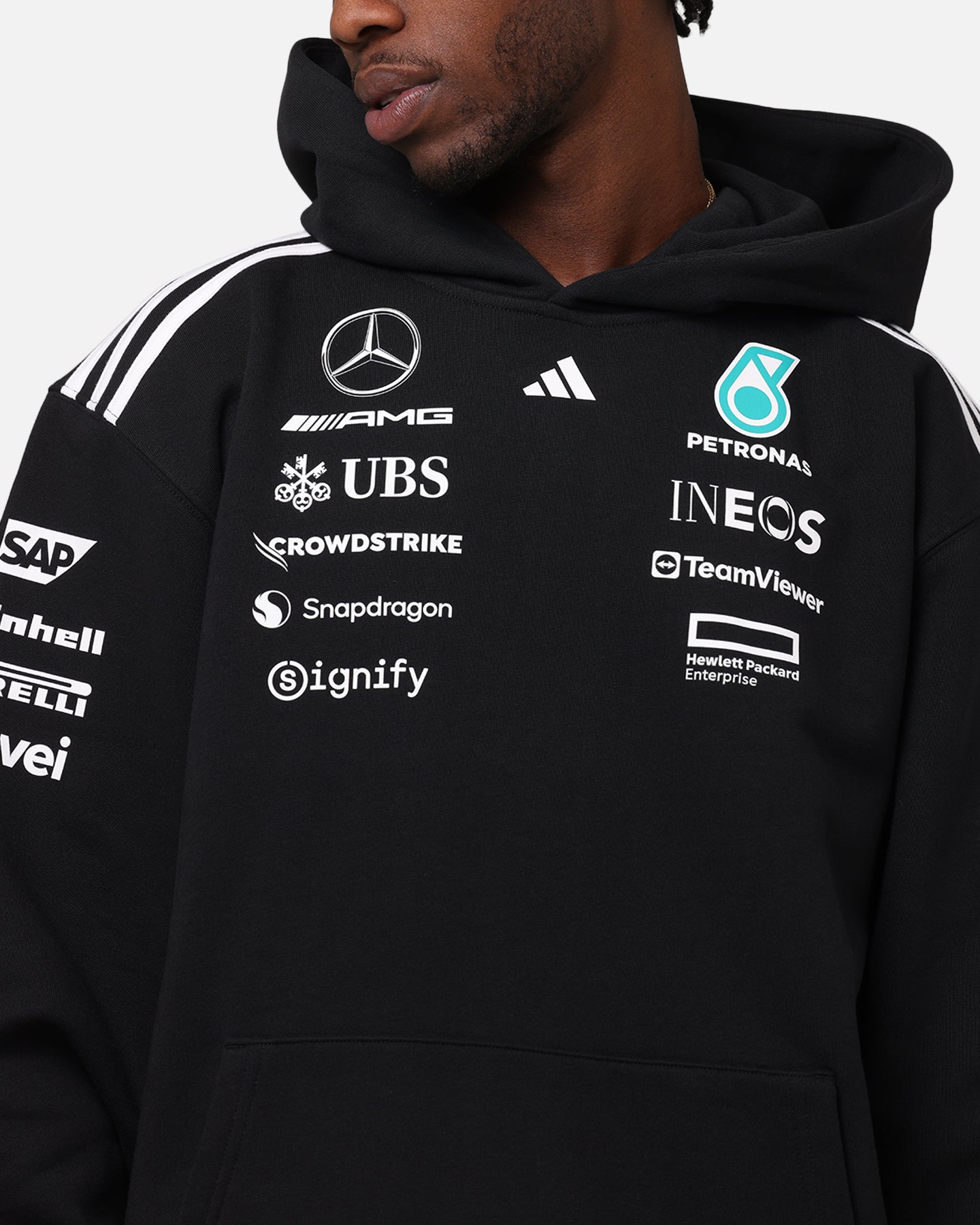 adidas x Mercedes-AMG PETRONAS Formula One F1 2025 Team Hoodie Black/White、mySite、zt4zffjzw