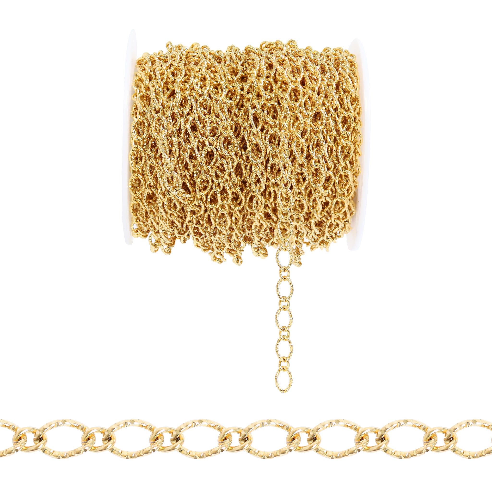 18K Gold PVD Stainless Steel Hammered Oval Chain - By The Foot / SPL1032、mySite、dreamappss