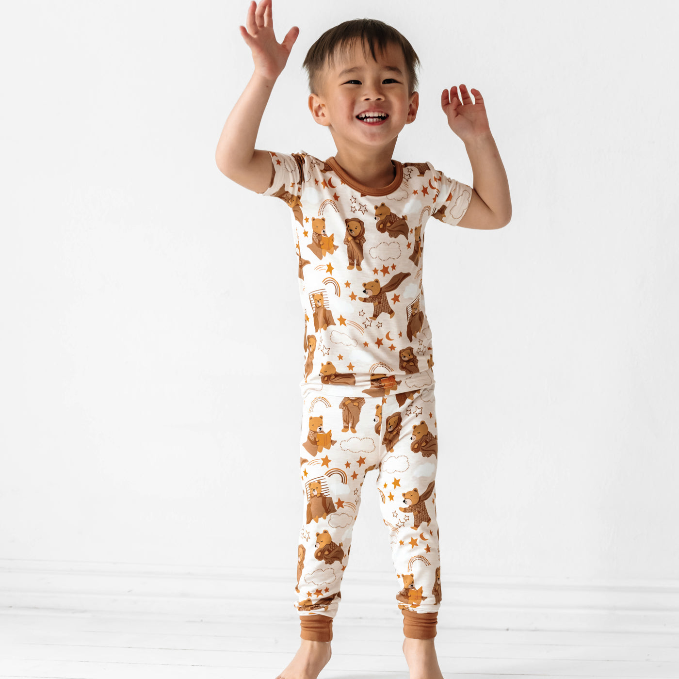 Beary Sleepy Two-Piece Short Sleeve Pajama Set、mySite、g9winljtr