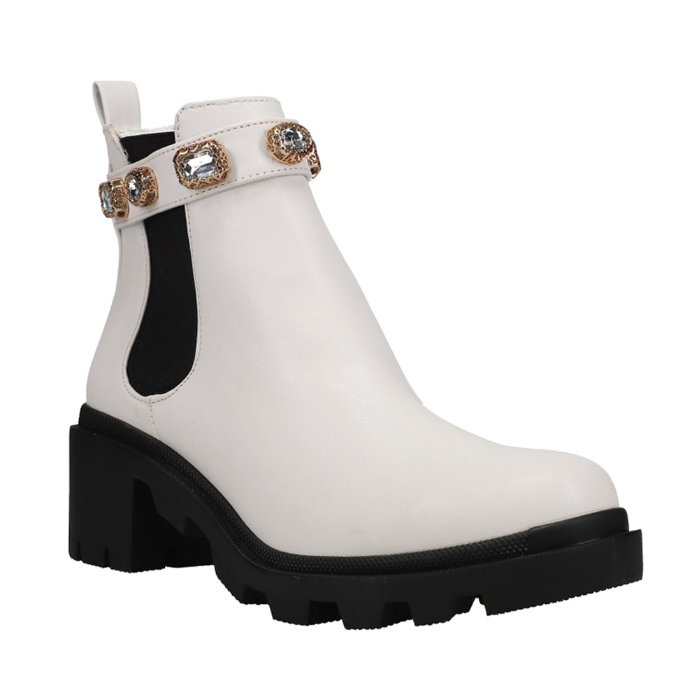 Amulet Rhinestone Round Toe Pull On Booties、mySite、gtrtttuynbv