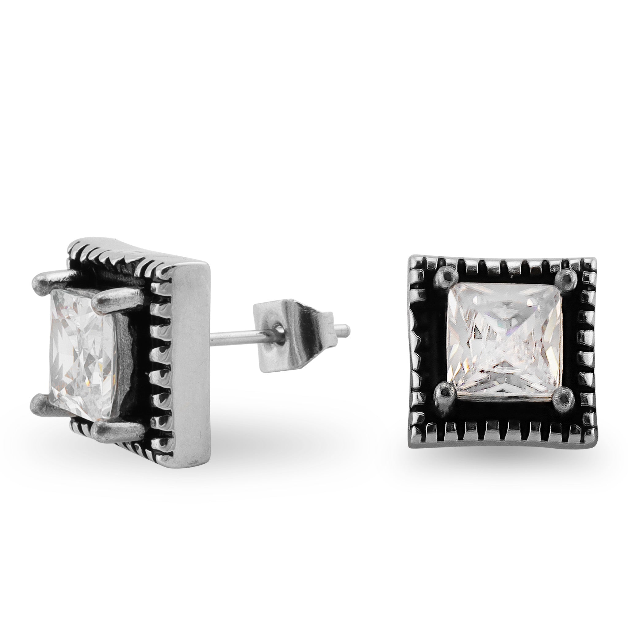Stainless Steel Square CZ Earrings / ERC1019、mySite、dreamappss