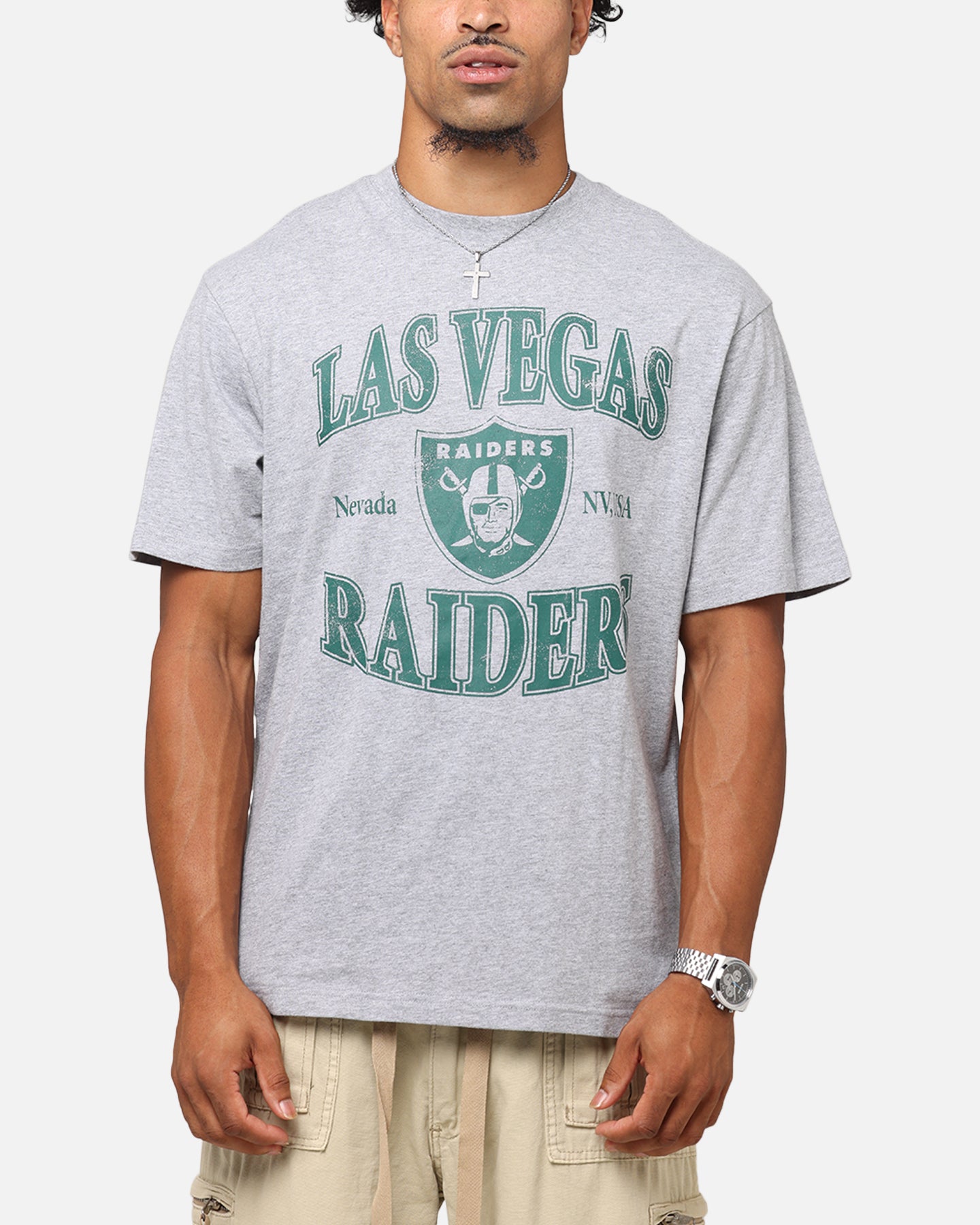 Majestic Athletic Las Vegas Raiders Marne Arch T-Shirt Grey Marle、mySite、zt4zffjzw