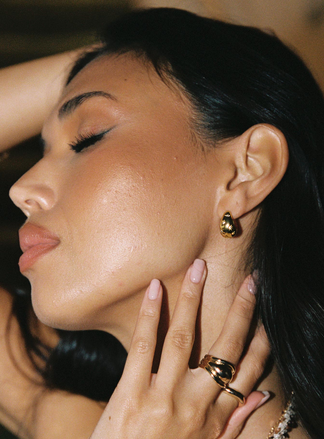 Dahna Diamante Detail Earrings Gold、mySite、solidvoid