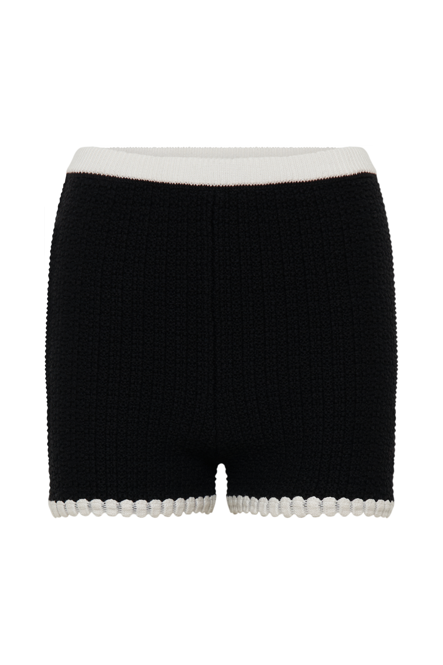 Saffron Contrast Knit Shorts - Black/White、mySite、solidvoid