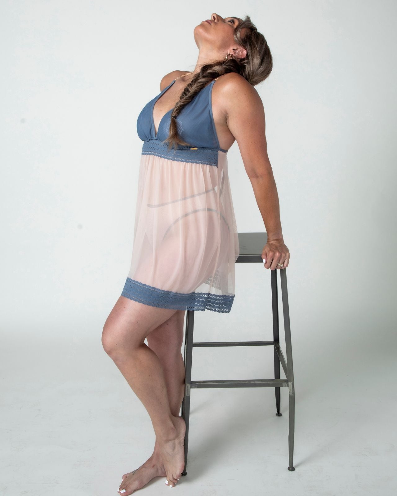 Slate Narmda Mesh Babydoll Dress、mySite、bengalsvssteelers