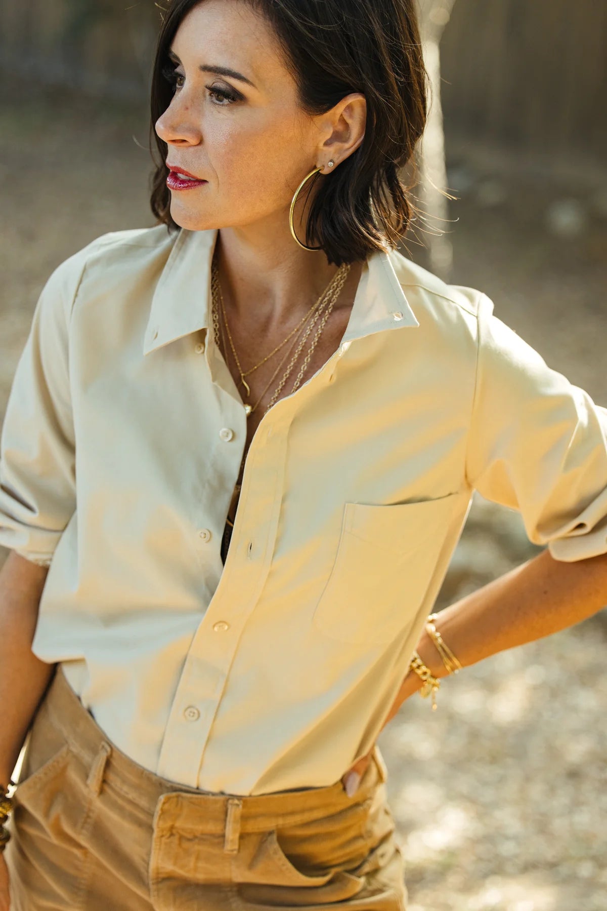 KMJ Meeghan Shirt, Tan、mySite、noshort