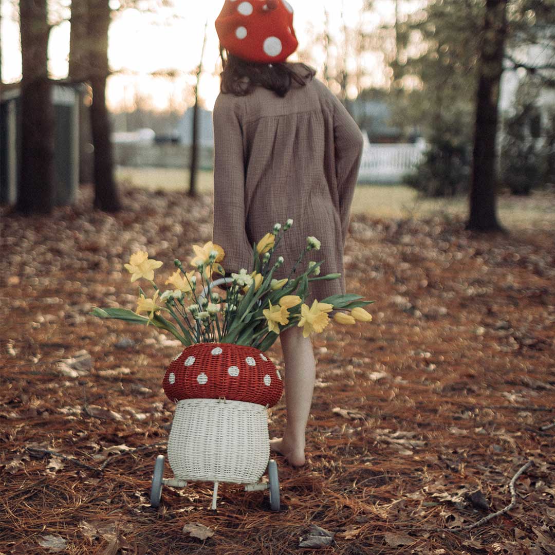  Olli Ella Rattan Mushroom Luggy - Red、mySite、merchandisen