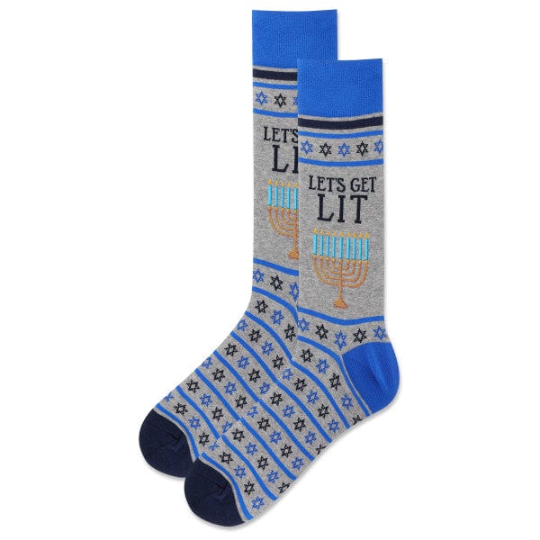 Men's Let's Get Lit Menorah Socks - Gray、mySite、topwebapps