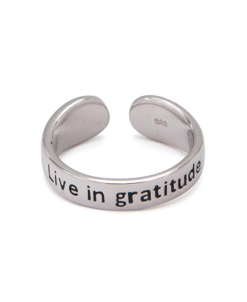Live in Gratitude Sterling Silver Adjustable Inspirational Ring、mySite、topwebapps