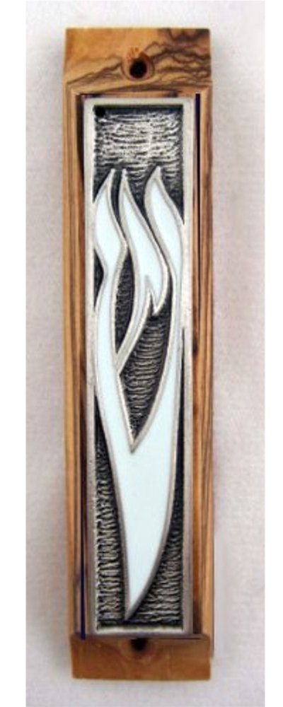  Olive Wood Mezuzah with Shema Israel Scroll - Large 6 Inches with Scroll、mySite、elrpsem3k