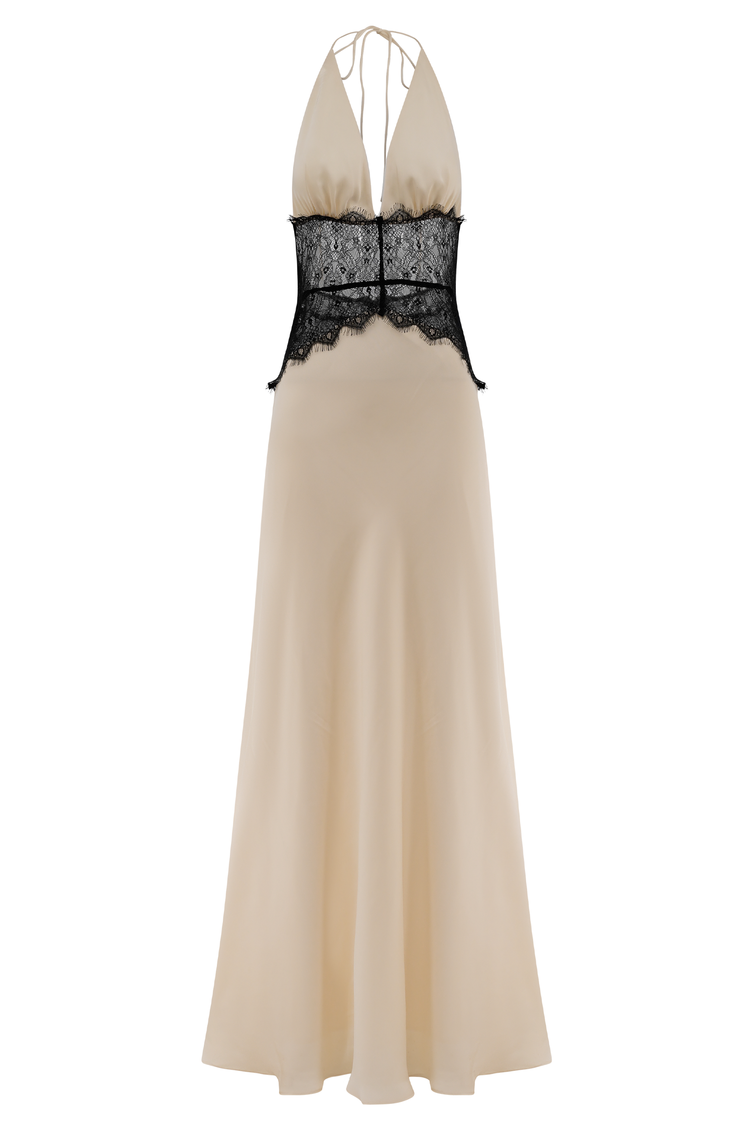 Dinah Lace And Satin Maxi Dress - Black/Ivory、mySite、solidvoid