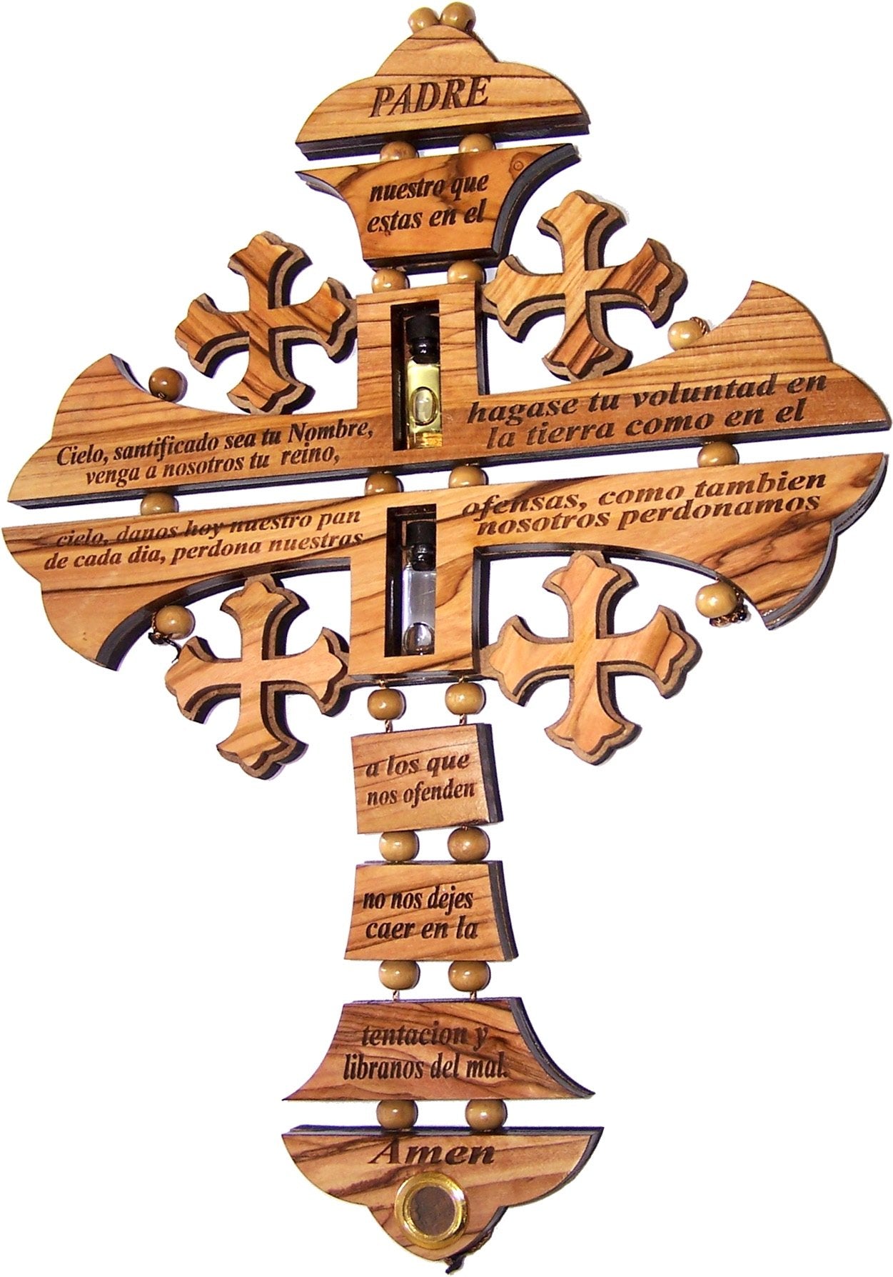 Holy Land Market Byzantine Olive Wood Cross with Spanish Lord Prayer Made by Laser Technology (10 inches)、mySite、topwebapps
