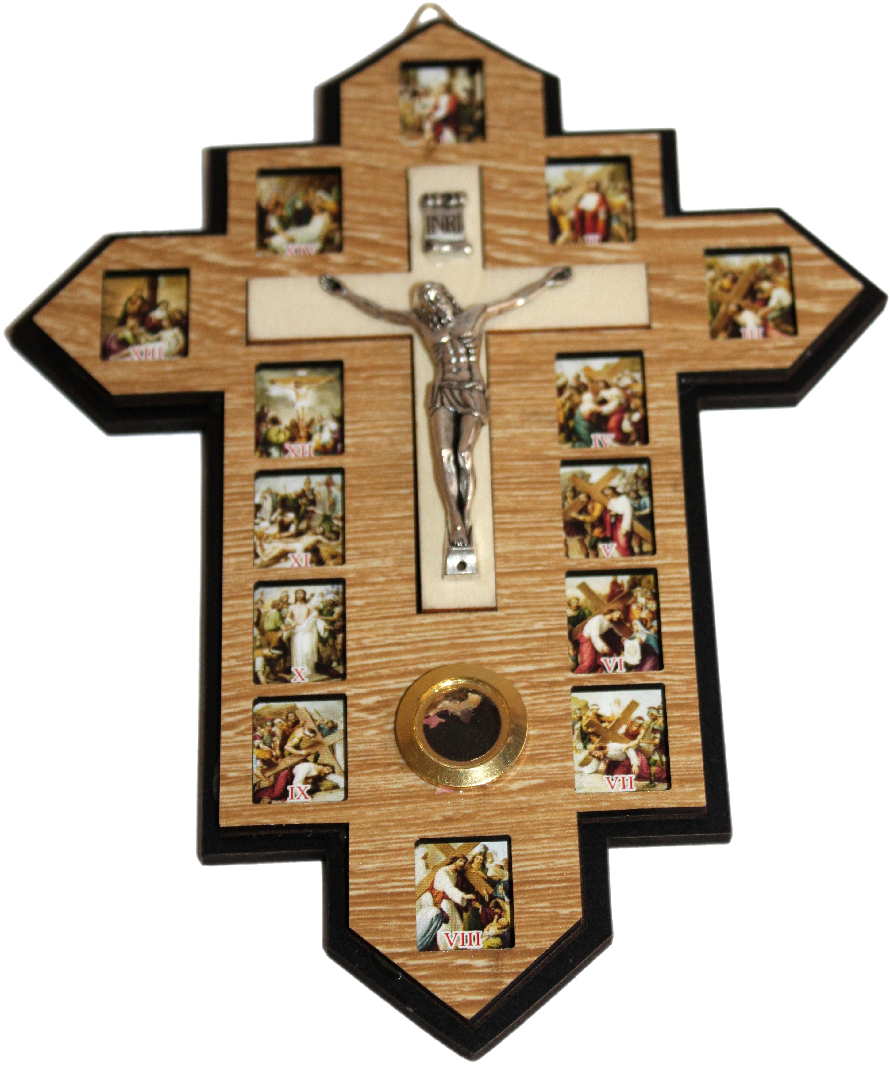  Three Layers with Olive Wood Crucifix - icon 14 Stations of the Cross 7 x 4.5 to 5.5 Inches、mySite、elrpsem3k
