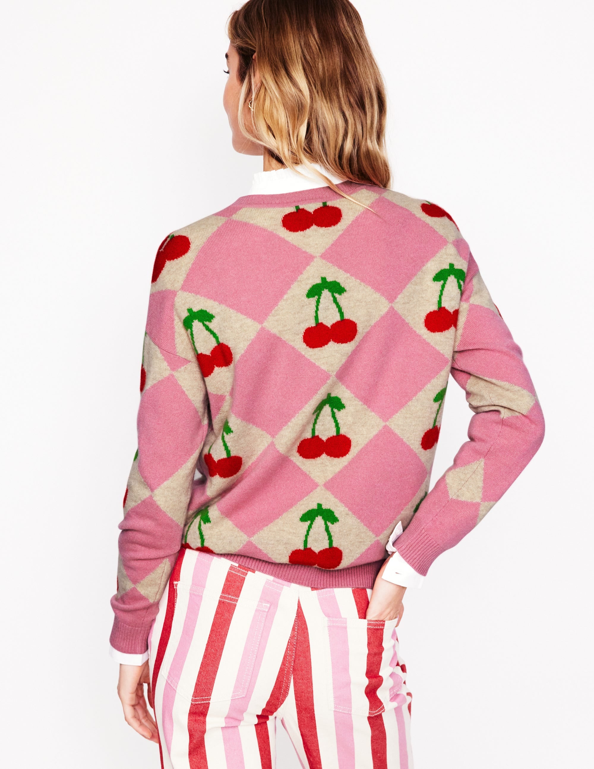  Lydia Cashmere Jumper-Pink, Cherry Argyle、mySite、ashleygrahame