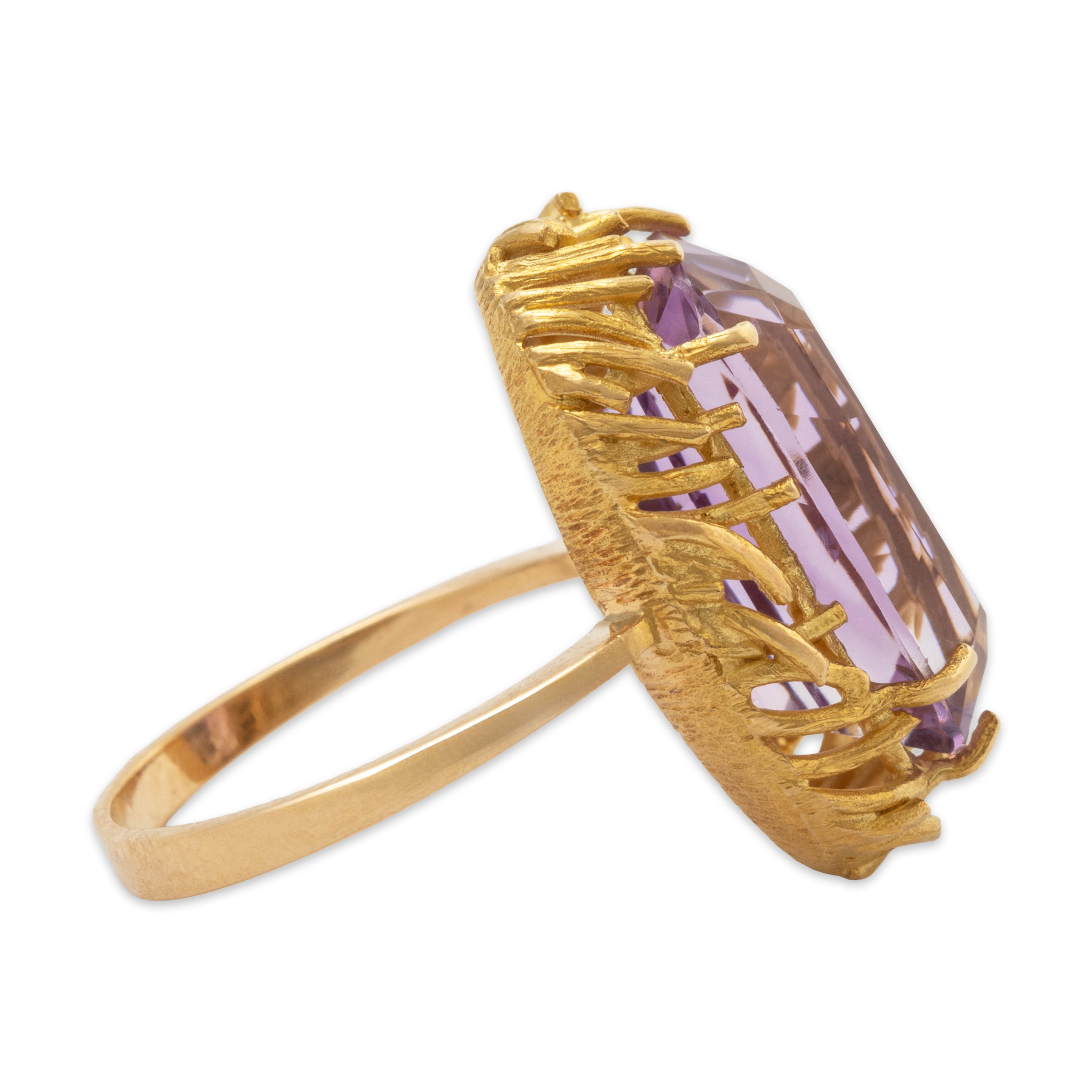 Vintage 18k Yellow Gold 10.82ct Amethyst Statement Cocktail Ring 5.75、mySite、hinf8tx79