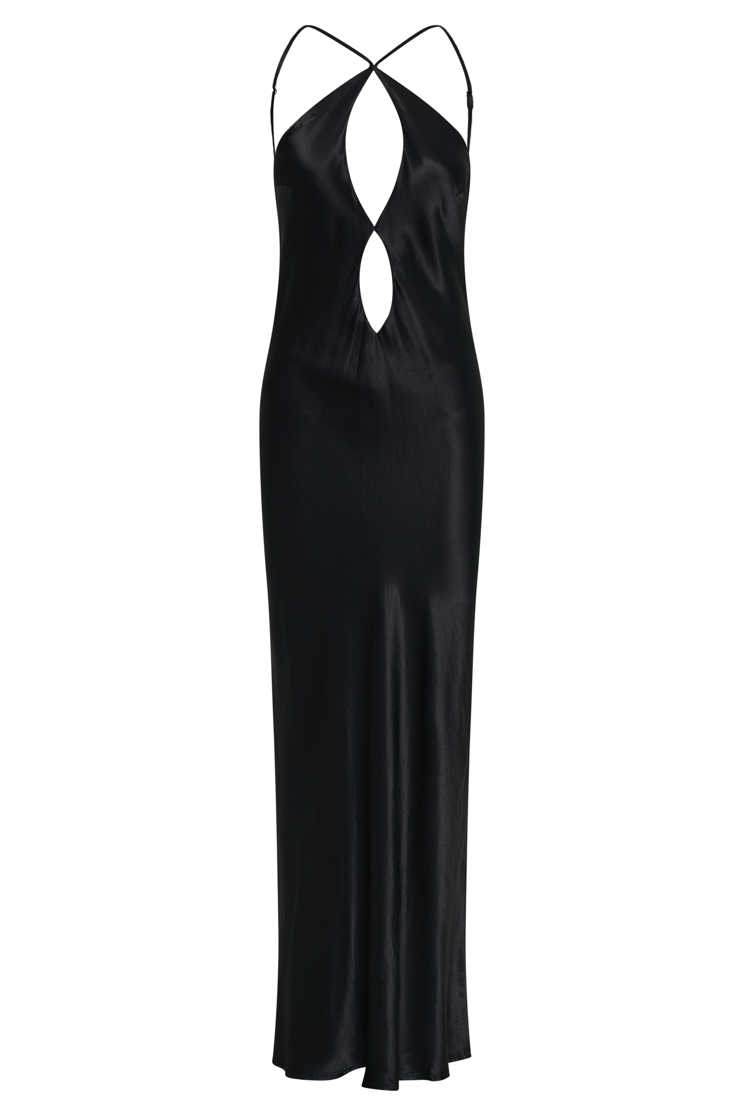 Lucia Satin Cut Out Maxi Dress - Black、mySite、solidvoid