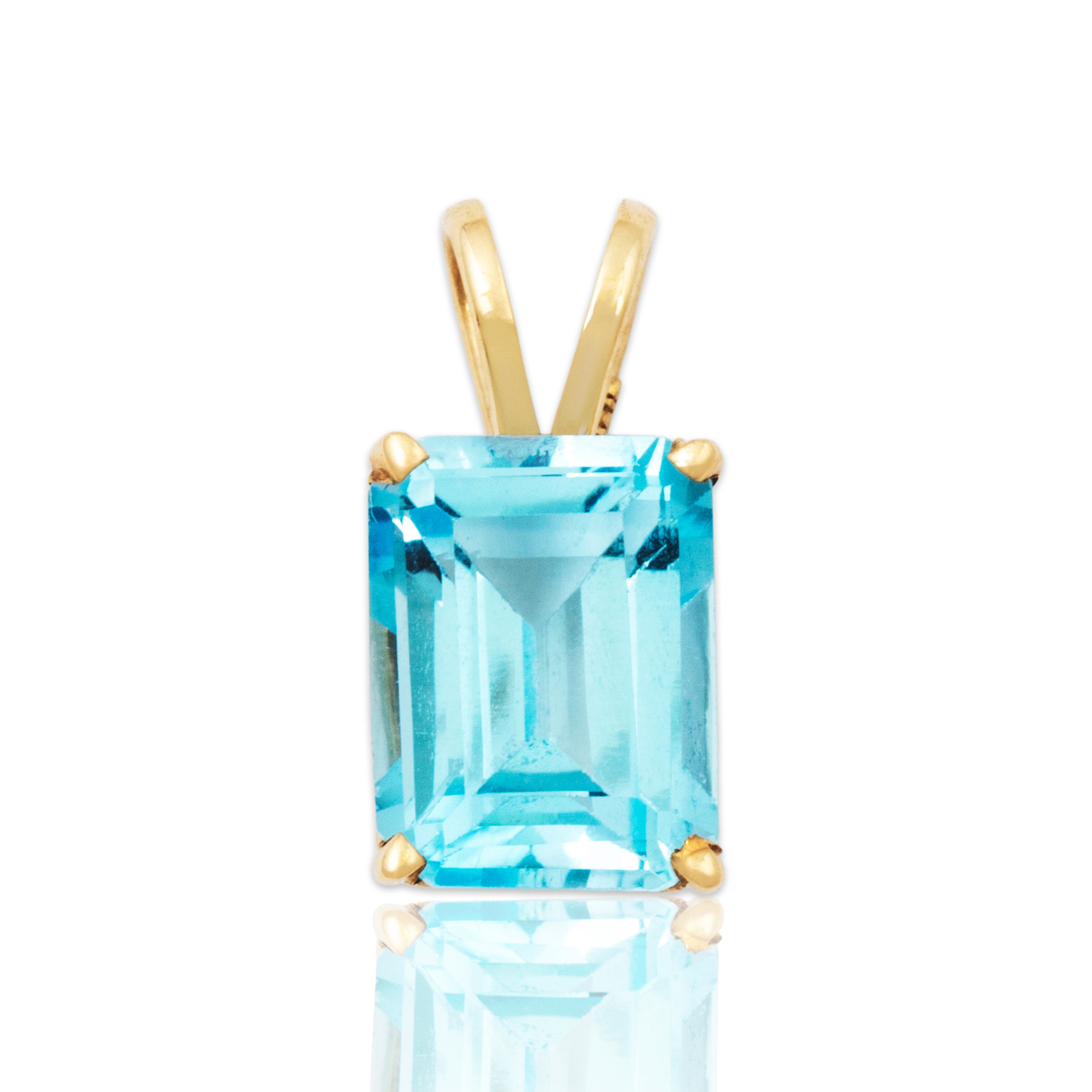 Vintage 10k Yellow Gold 3ct Blue Topaz Emerald-Cut Pendant、mySite、hinf8tx79