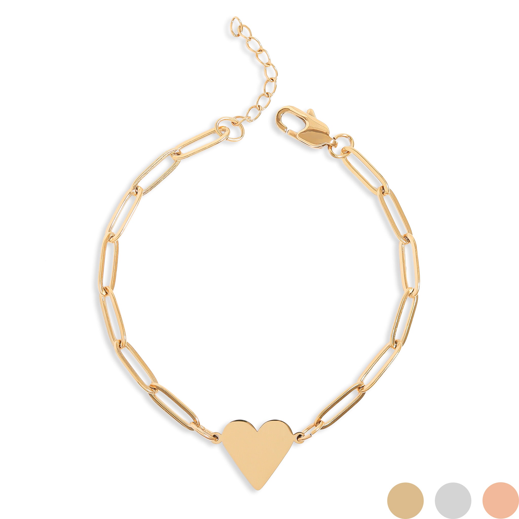18K Gold PVD Stainless Steel Paperclip Heart Bracelet / SBB0303、mySite、dreamappss