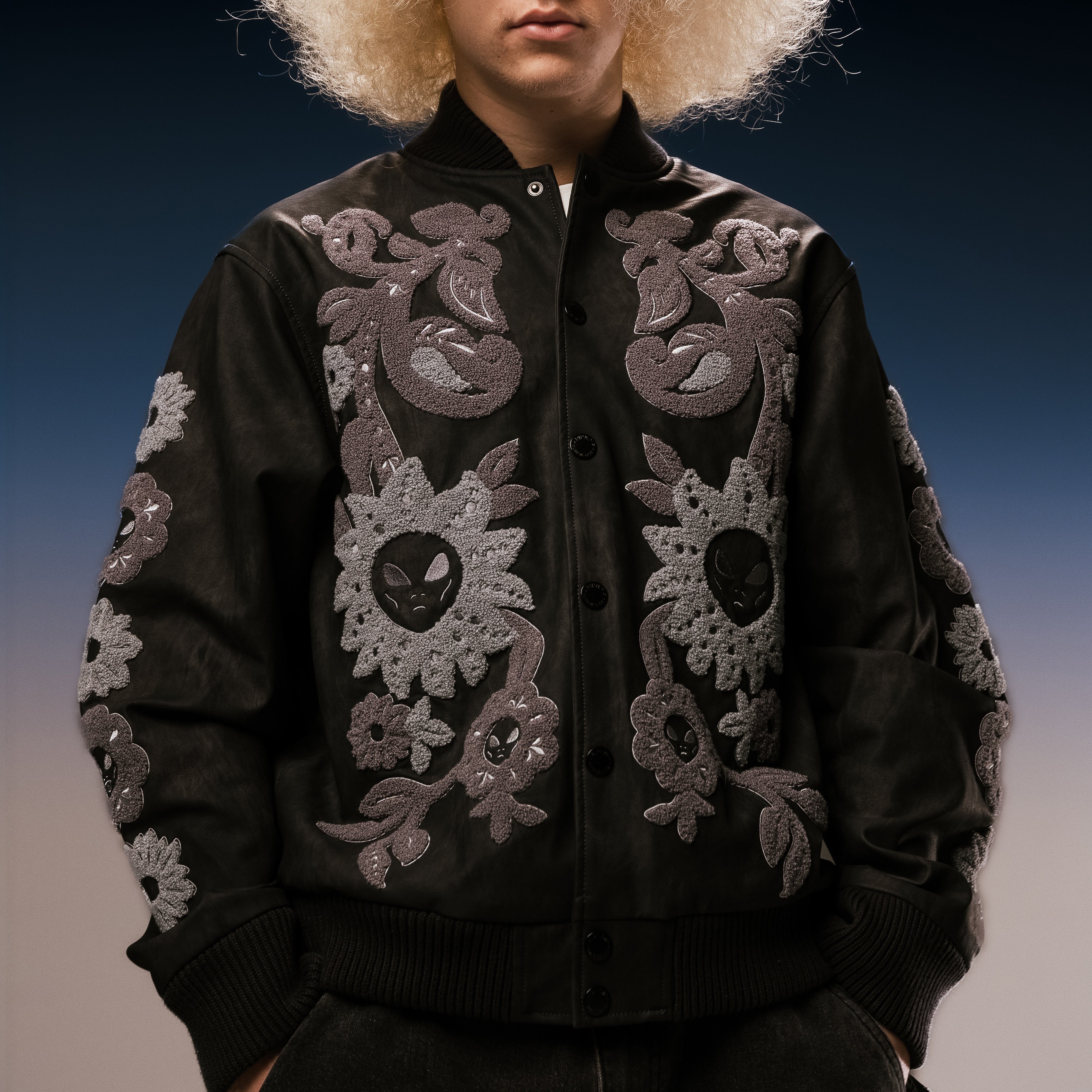  Space Garden Varsity Jacket (Black)、mySite、merchandisen