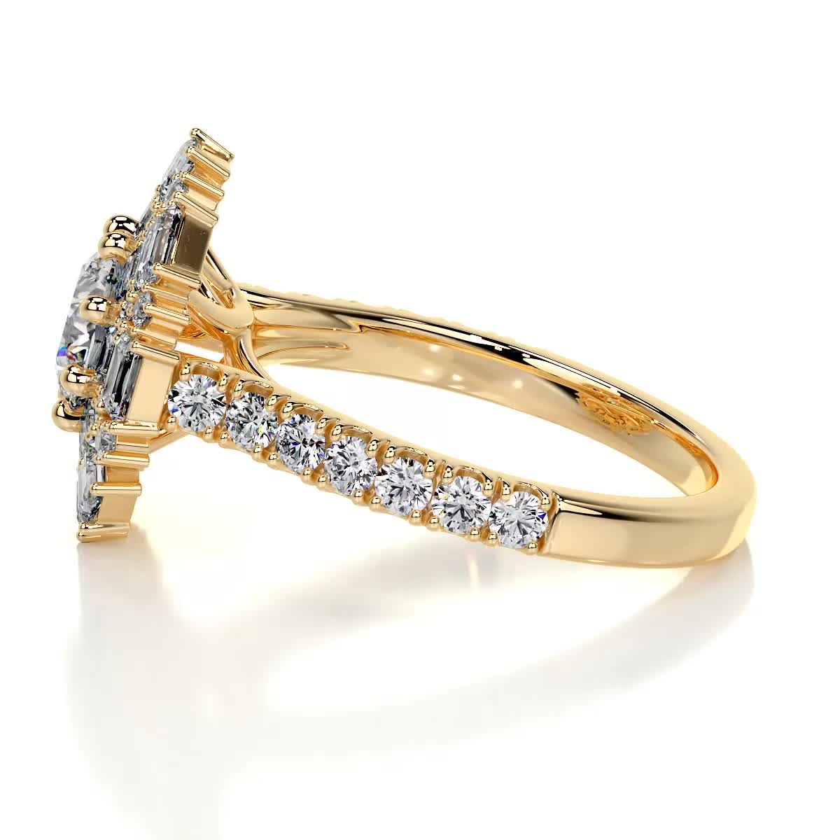 Snowflake Diamond Engagement Ring -18K Yellow Gold、mySite、hinf8tx79