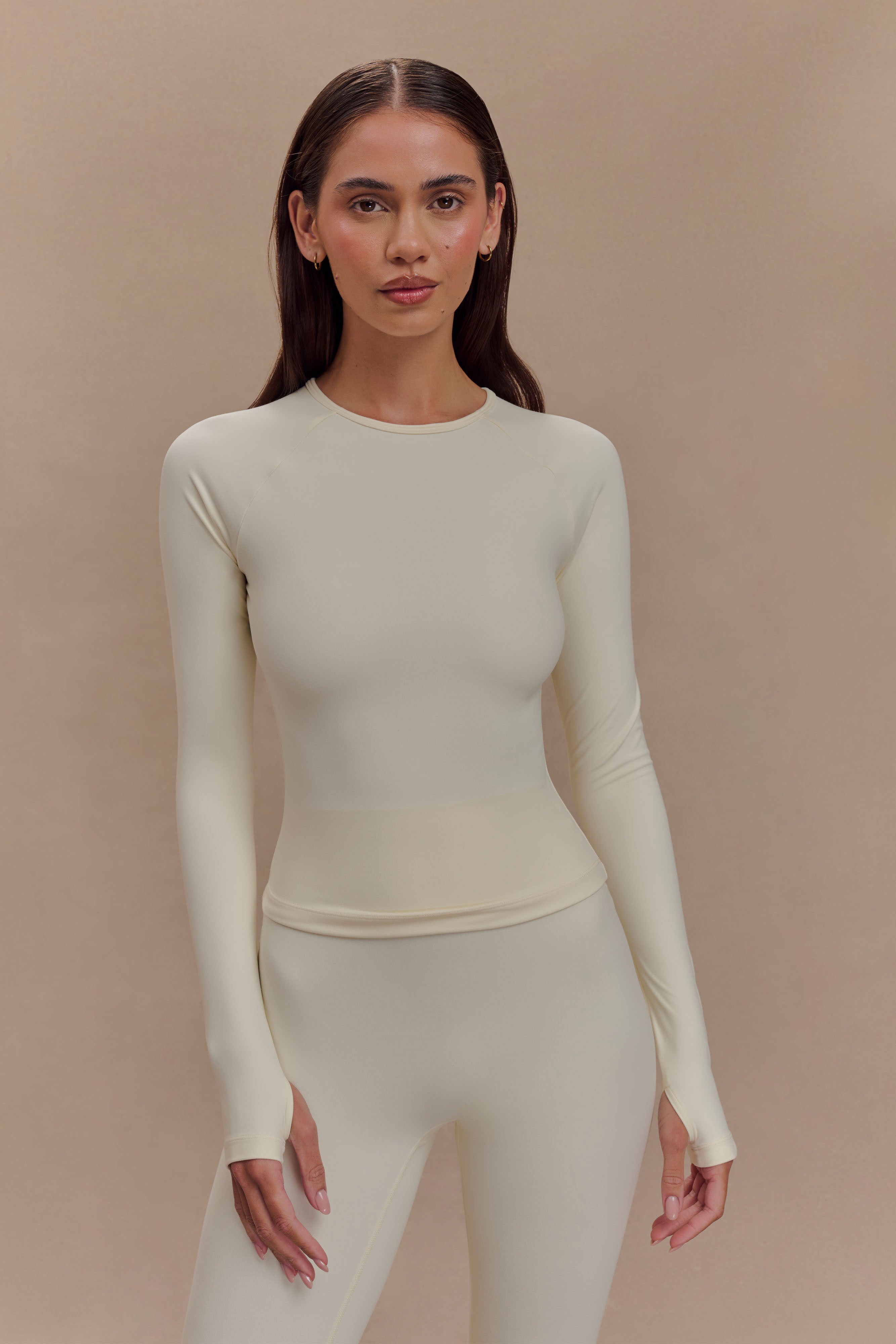 Eliana Long Sleeve Active Top - Ivory、mySite、solidvoid