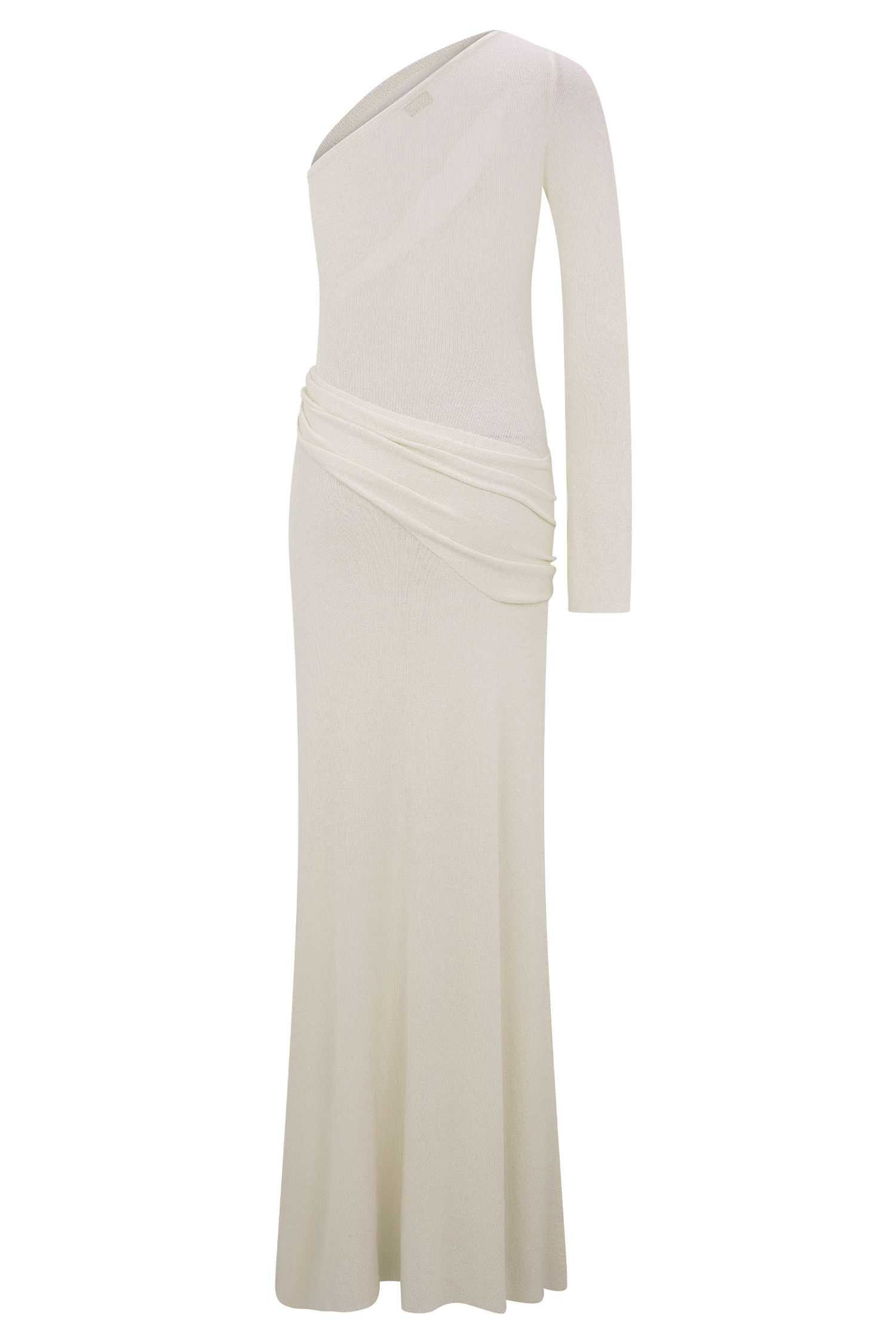 Alexius One Shoulder Knit Maxi Dress - Ivory、mySite、solidvoid