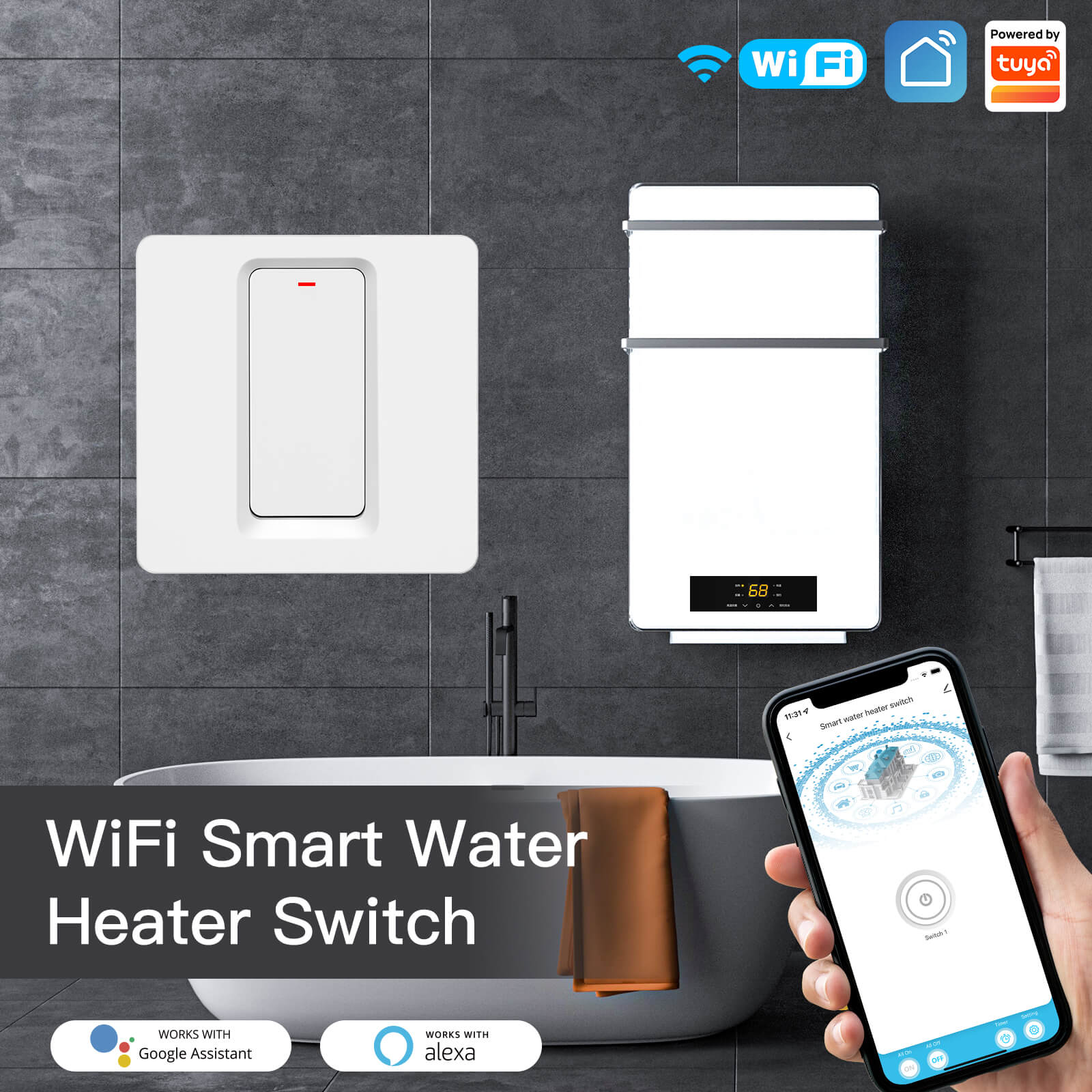 MOES Smart WiFi Water Heater Boiler Switch Wireless Control Timer for Heating Water、mySite、fannypackpong