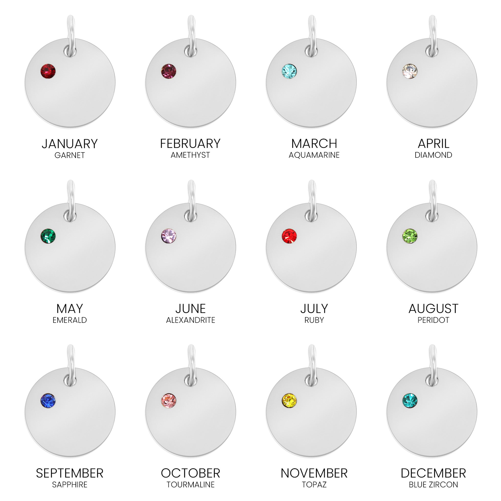 Stainless Steel 1/2 CZ Birthstone Blank Circle Pendant / SBB0109、mySite、dreamappss