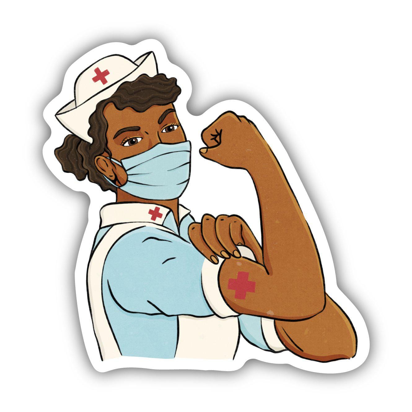  Rosie The Riveter Nurse Dark Hair Sticker、mySite、elrpsem3k