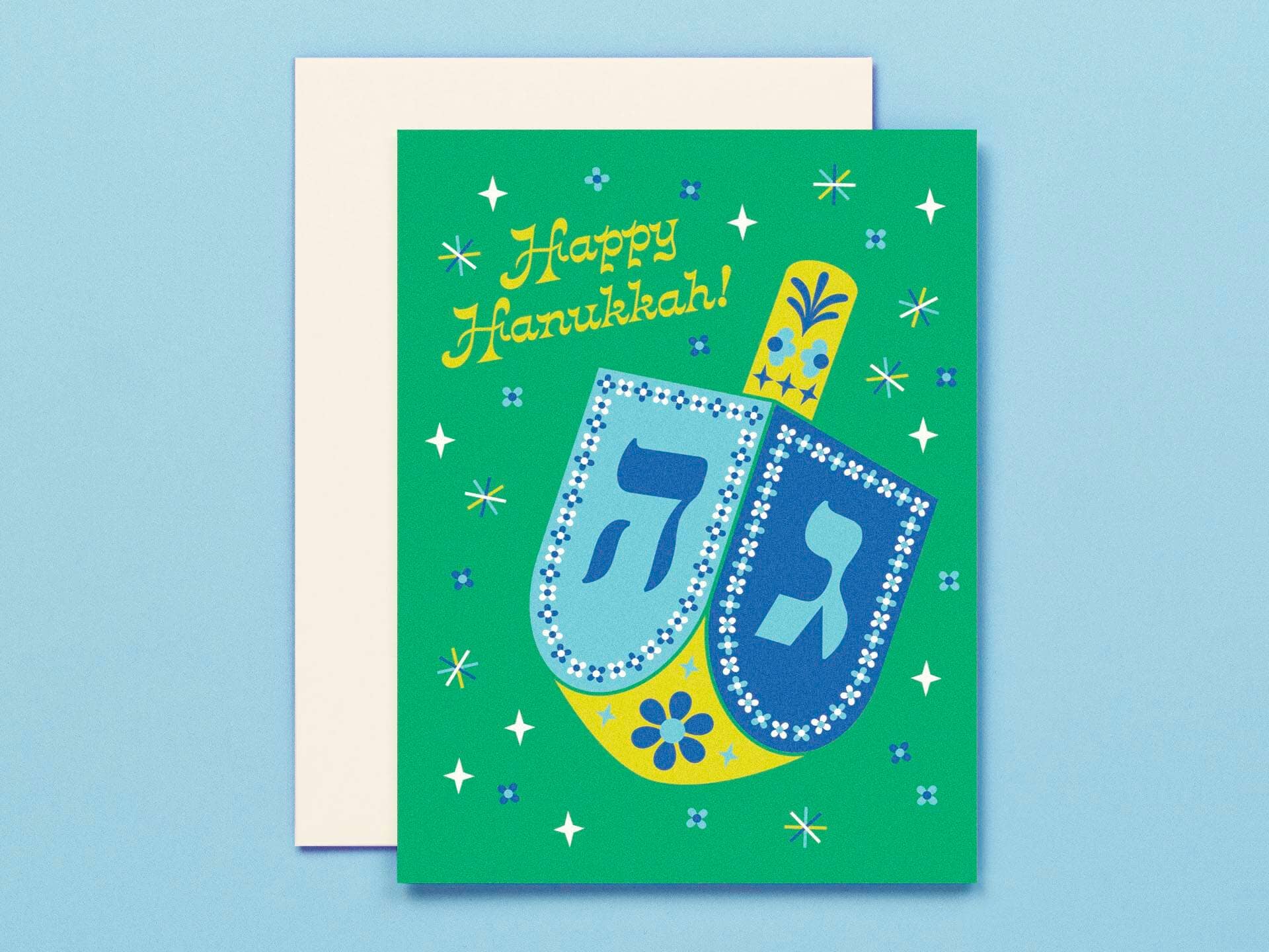 My Darlin' - Retro Floral Dreidel Hanukkah Card、mySite、garagedoors4me