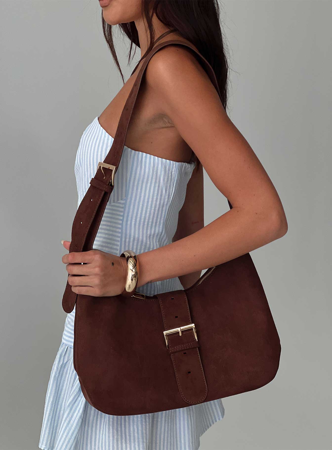 Orange County Faux Suede Bag Brown、mySite、solidvoid