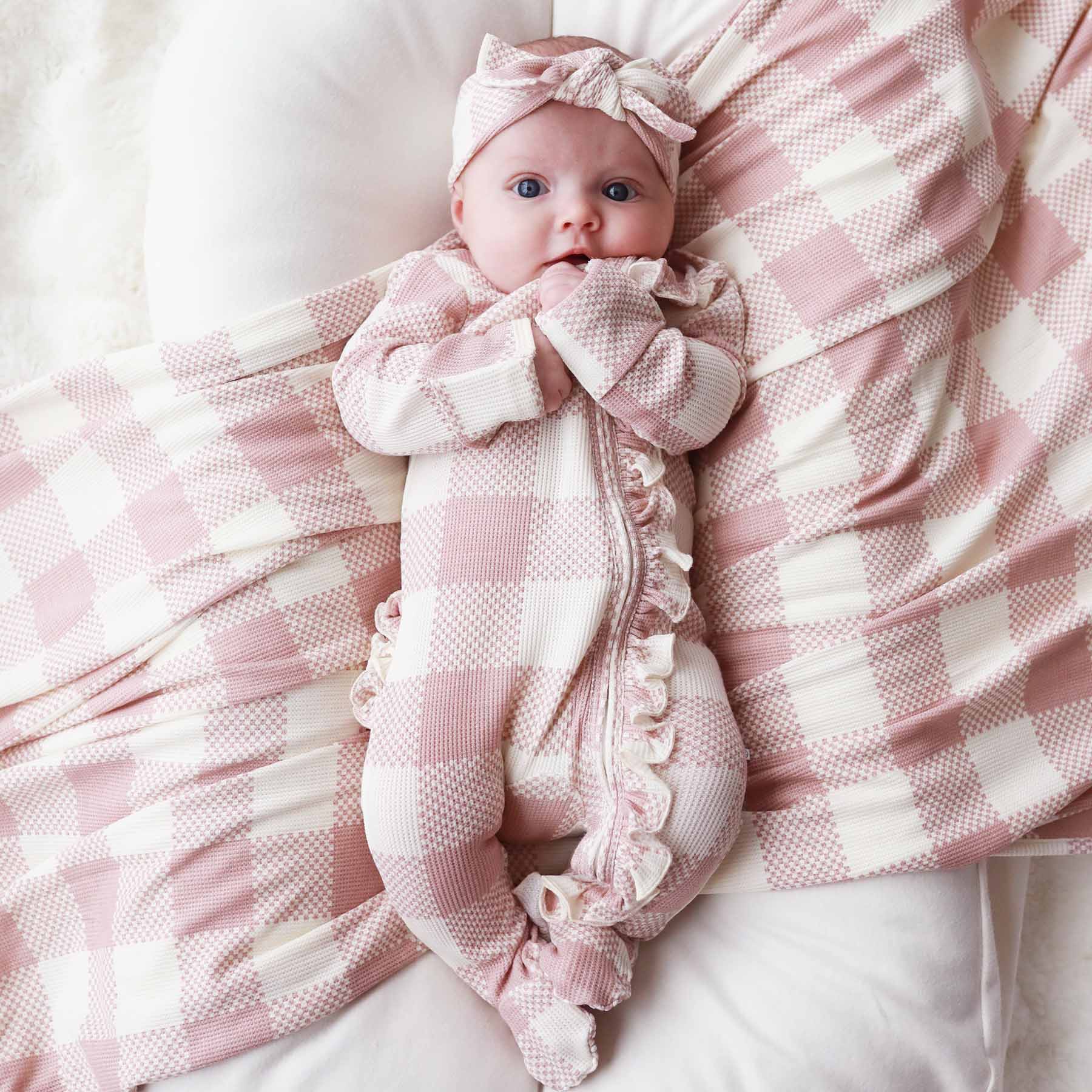  Big Check Bamboo Waffle Oversized Swaddle Blanket | Rosy、mySite、layawaytickets