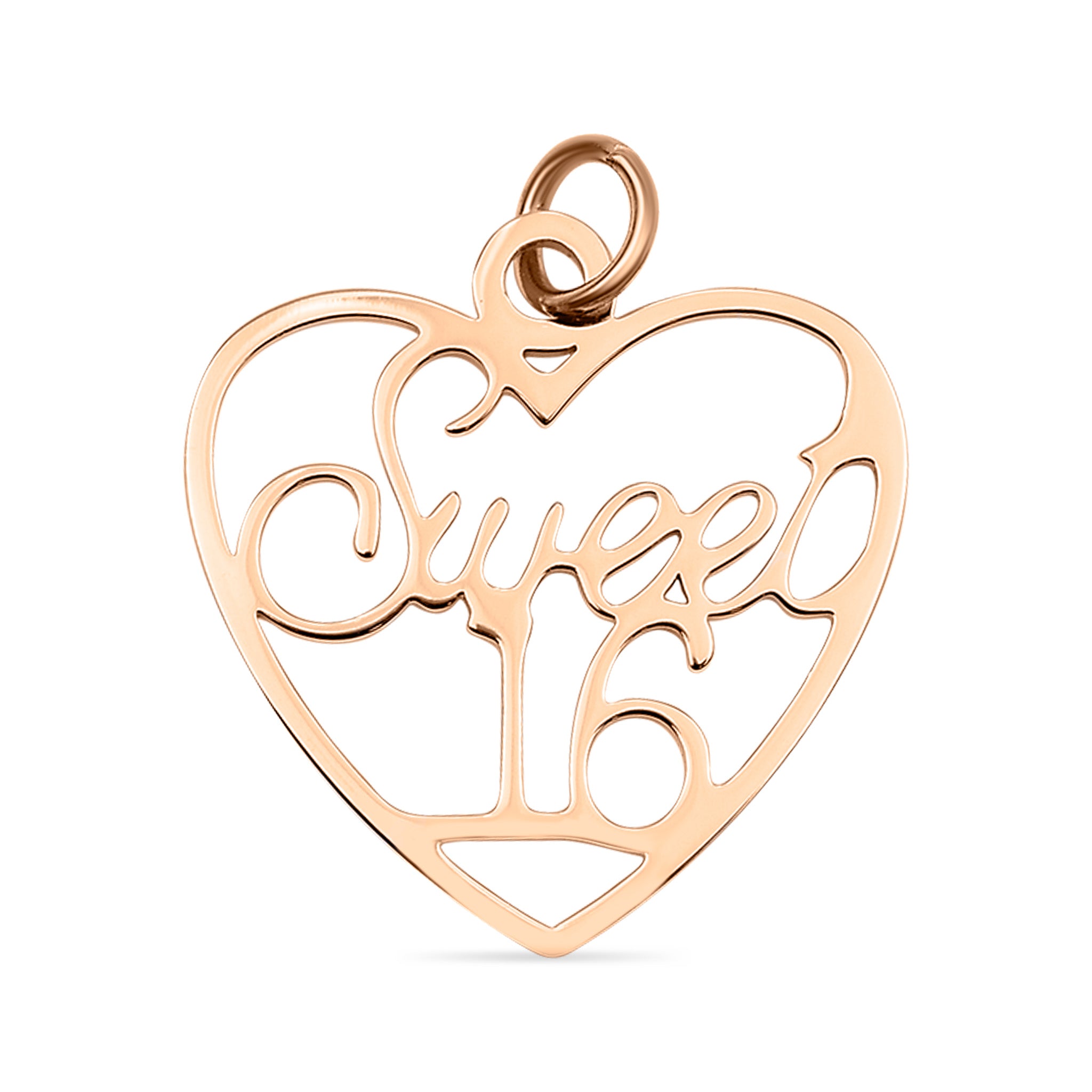18k Rose Gold PVD Coated Stainless Steel Sweet 16 Charm / PDJ5058、mySite、dreamappss