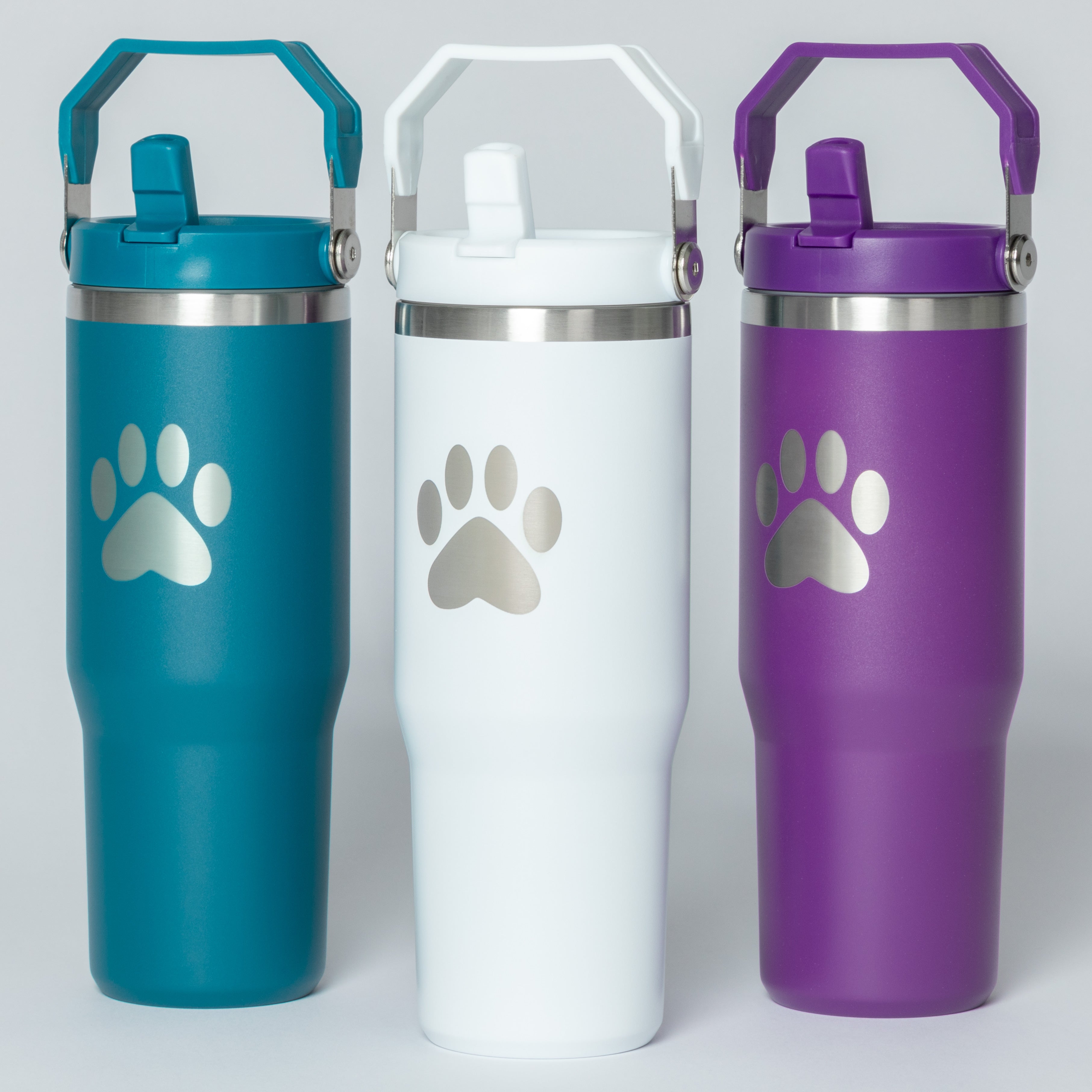 Paw Print Stainless Steel Tumbler with Flip Straw - 30 oz、mySite、camillekostekn
