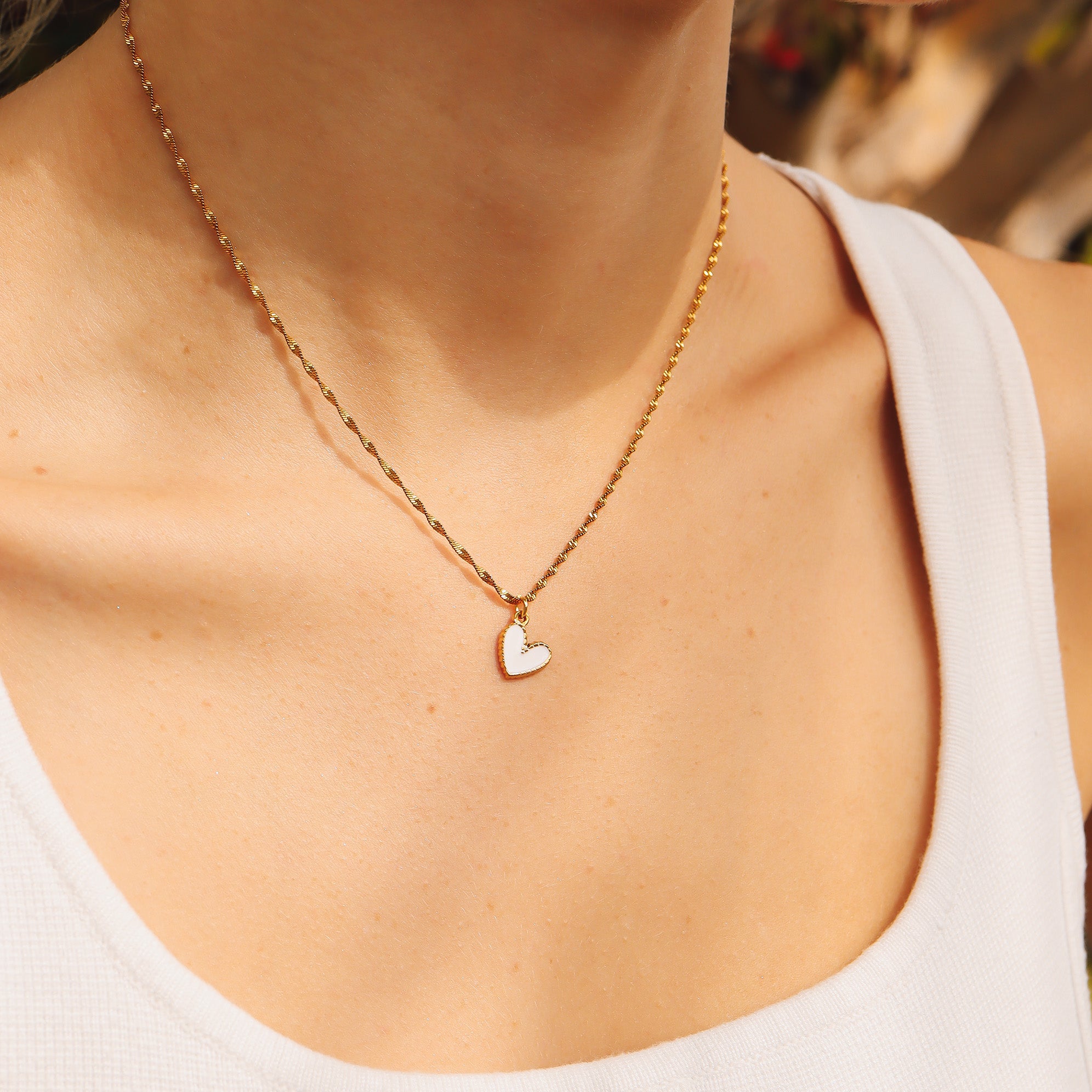 18K Gold PVD Stainless Steel Epoxy Heart Charm / PDL0187、mySite、dreamappss