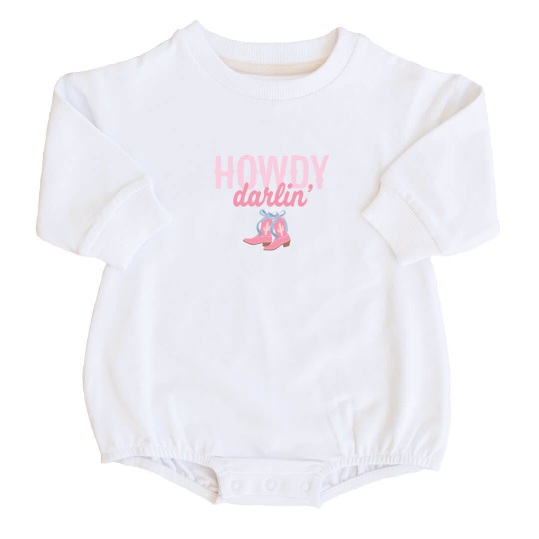  Howdy Darlin' Graphic Sweatshirt Bubble Romper | White、mySite、layawaytickets