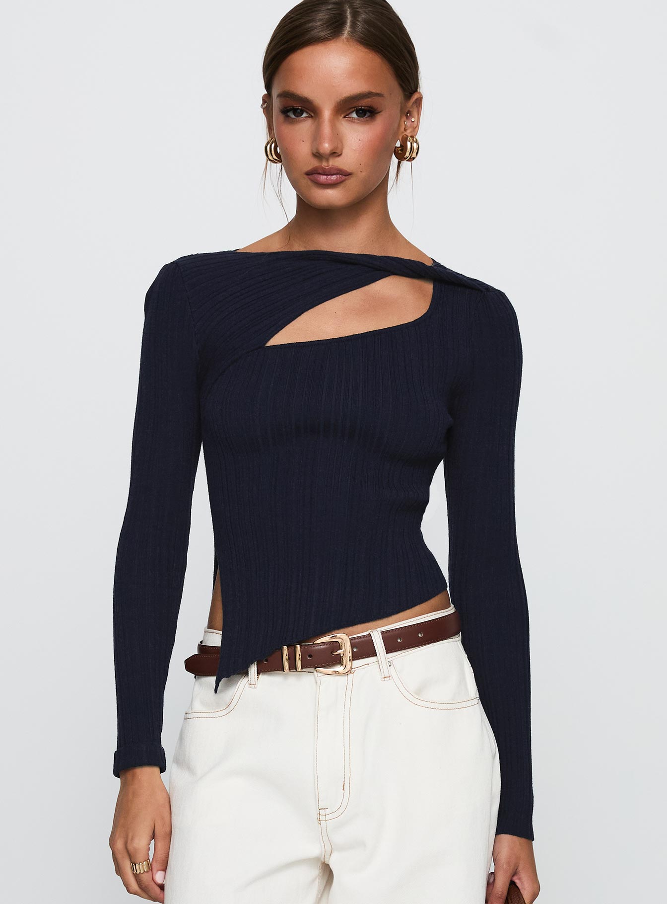 Ellara Long Sleeve Top Blue、mySite、solidvoid