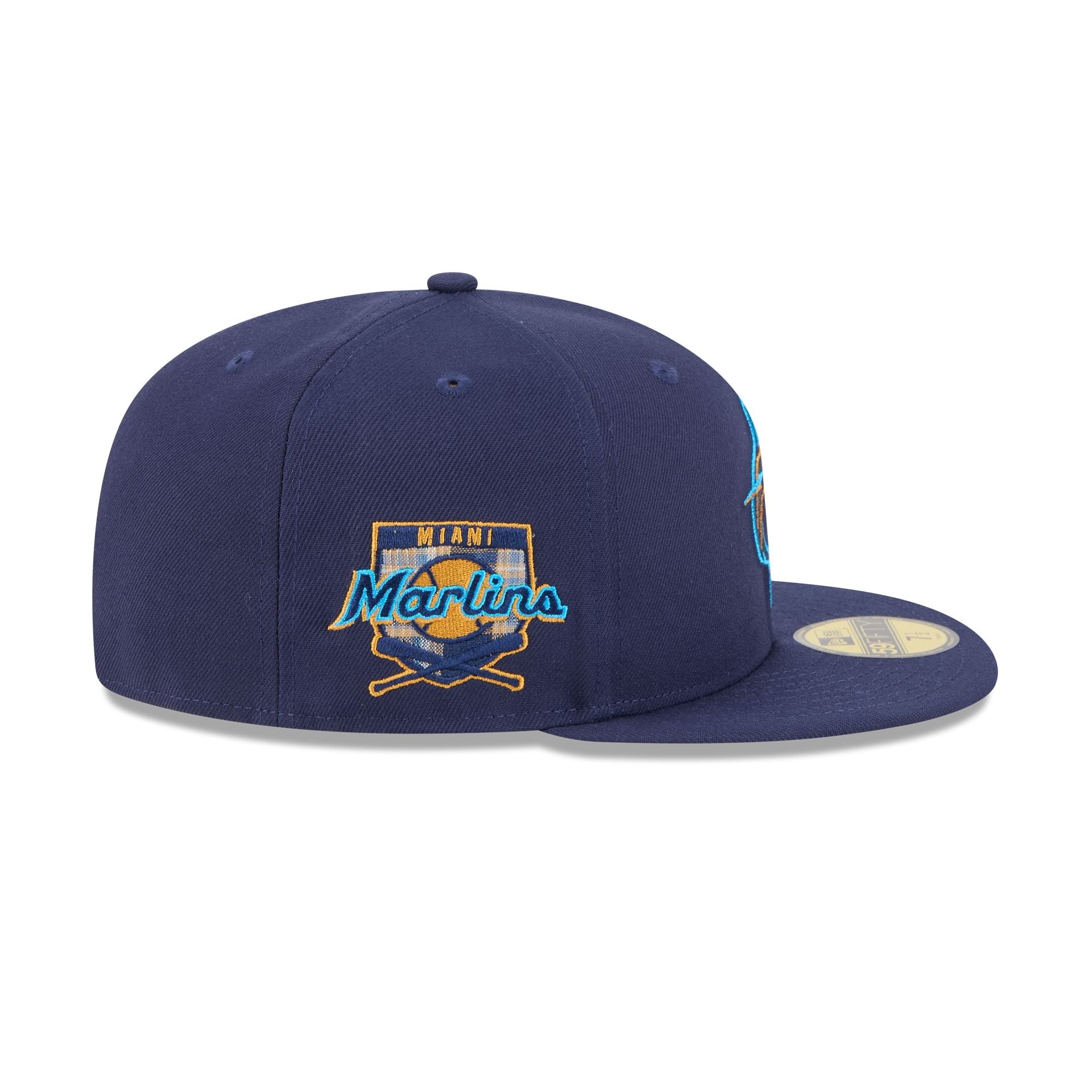 Miami Marlins Blue Tartan 59FIFTY Fitted Hat、mySite、vikingsvslions