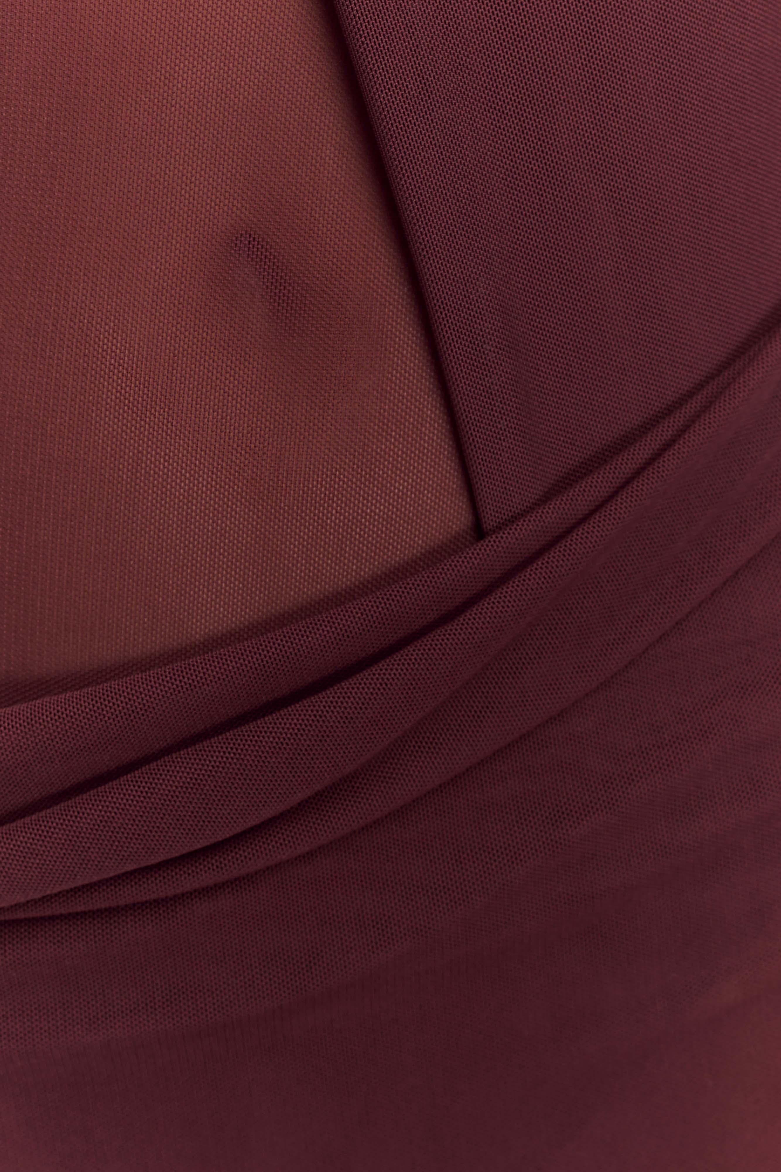 Edwina Knotted Mesh Maxi Dress - Mahogany、mySite、solidvoid