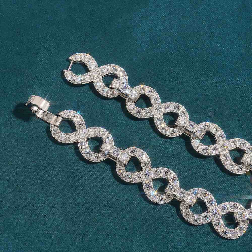 13MM Moissanite Infinity Link Bracelet 14K Gold、mySite、hinf8tx79