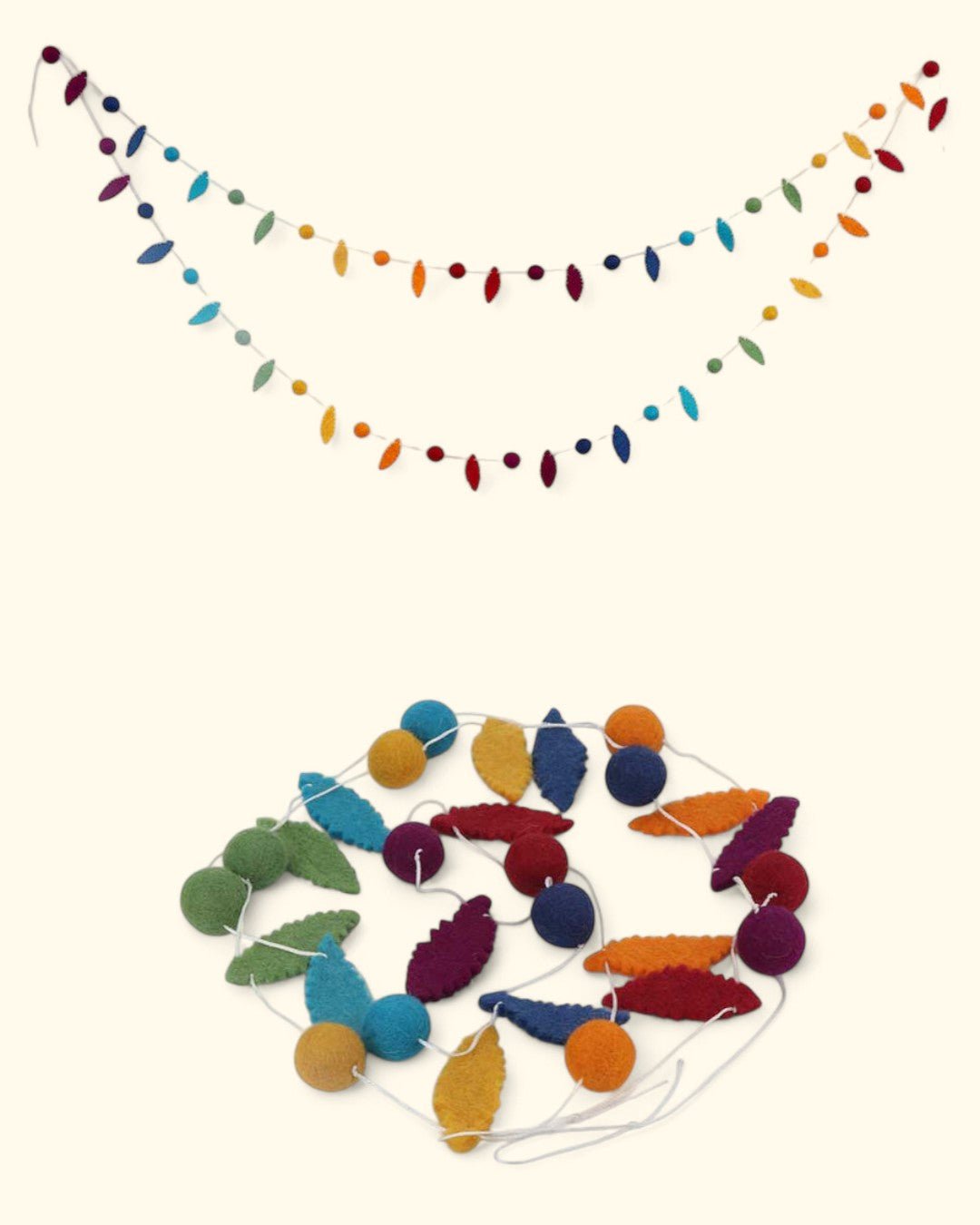 Set of 2 Felted Wool Chakra Leaf Orb Garlands、mySite、topwebapps