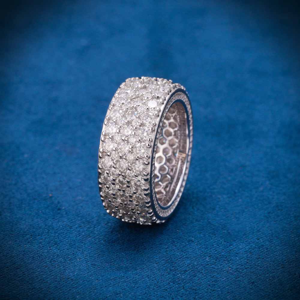 Moissanite 3-Row Cluster Band Ring 14K Gold、mySite、hinf8tx79