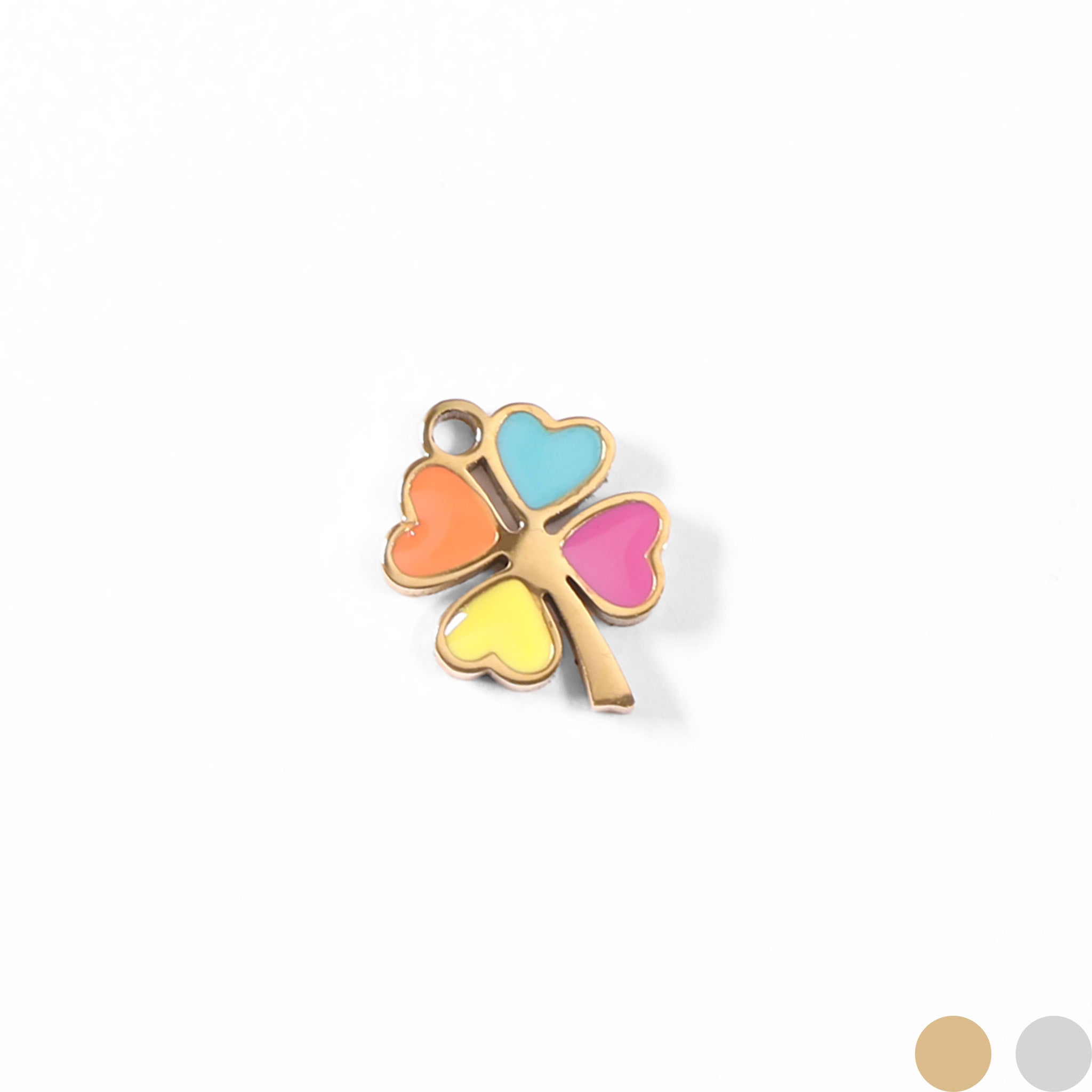 18K Gold PVD Stainless Steel Epoxy Multi-Colored 4 Leaf Clover Charm / PDL0085、mySite、dreamappss